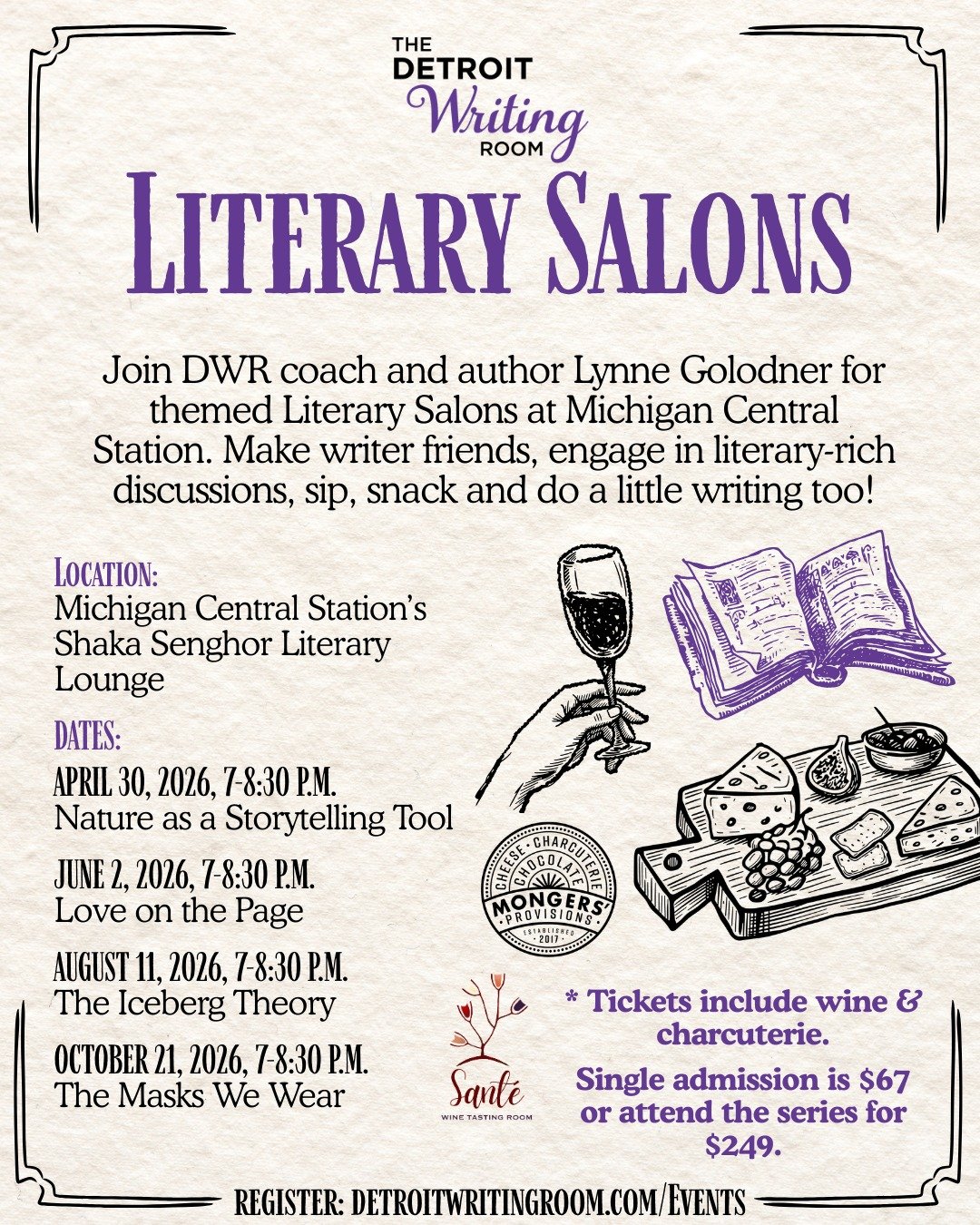Join us April 30 from 7 - 8:30 p.m. at @michigancentraldetroit for our first Literary Salon!

Inspired by the legendary salons of writers like F. Scott Fitzgerald, Gertrude Stein, and Ernest Hemingway, we&rsquo;re bringing this intimate literary trad