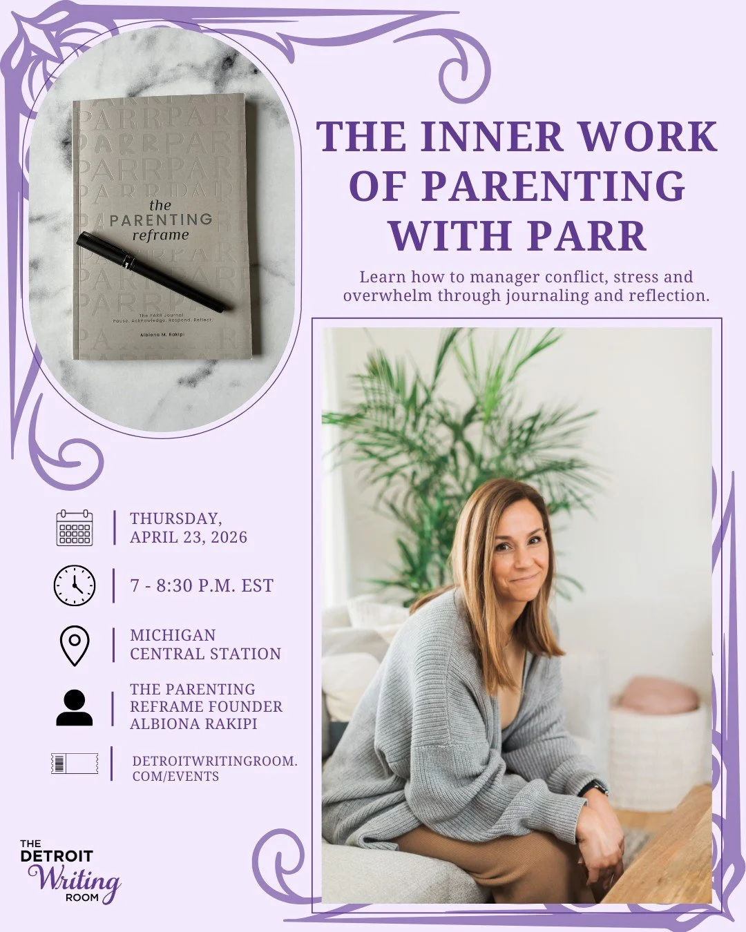 Join us Thursday at @michigancentraldetroit for &ldquo;The Inner Work of Parenting with PARR&rdquo; led by @theparentingreframe founder @albiona.rakipi! 

Through guided reflection, you&rsquo;ll be introduced to the PARR Journal. The daily practice c