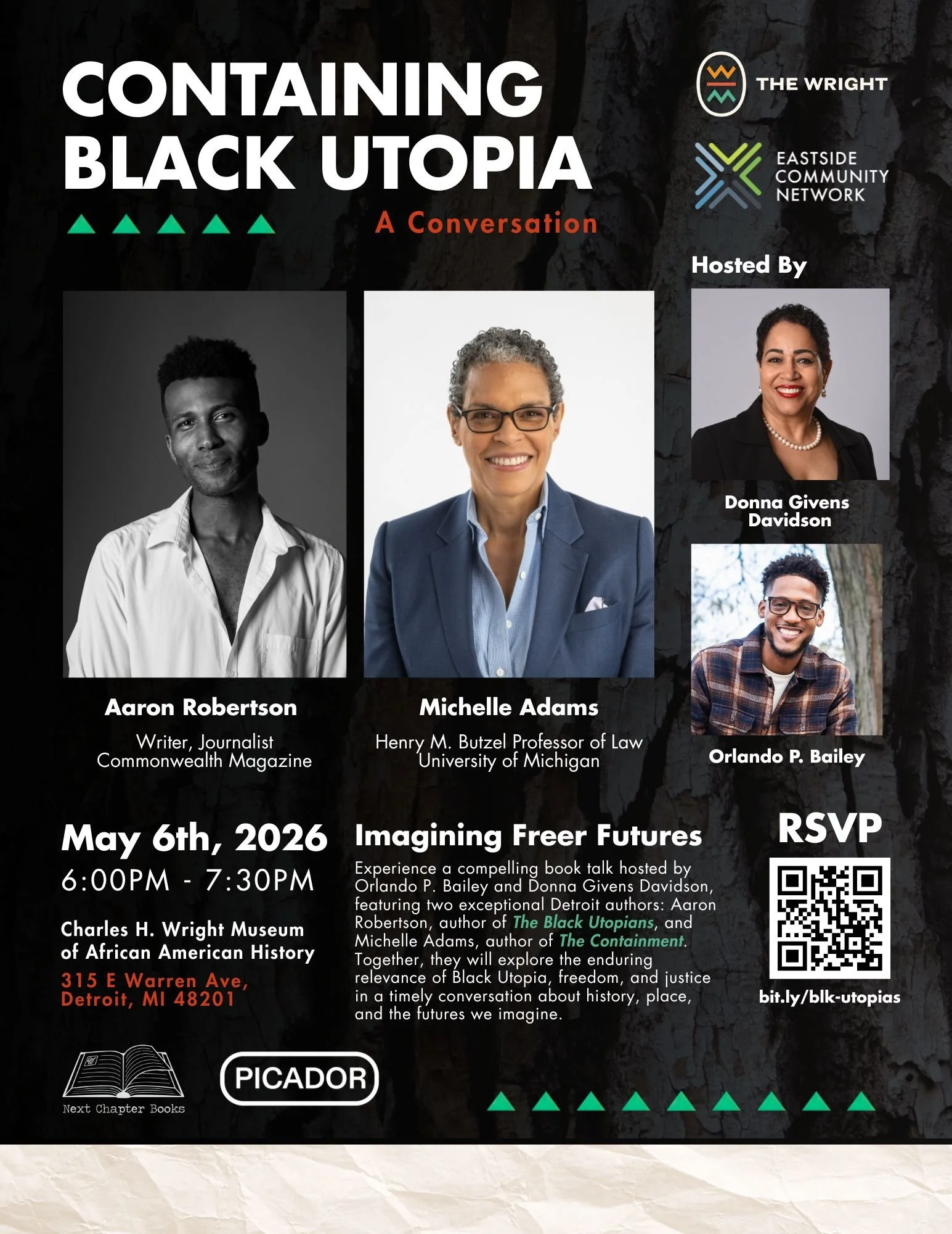 Detroit Writing Room coach Aaron Robertson will partake in a powerful conversation at the Wright Museum this Wednesday. ✨

Aaron is the author of &ldquo;The Black Utopians.&rdquo; He will join Michelle Adams, award-winning author of &ldquo;The Contai