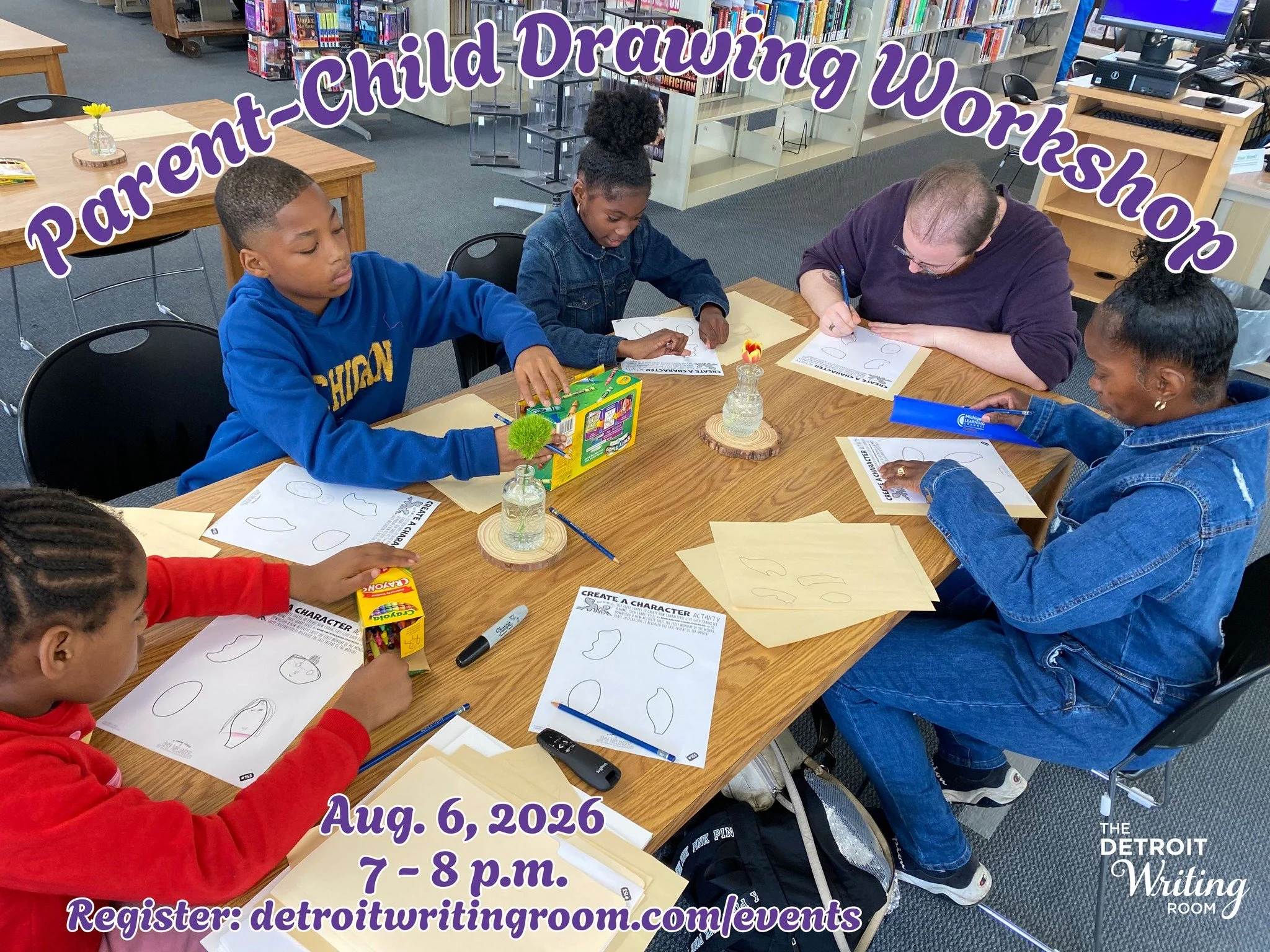 Looking for a fun way to connect with your children? 🖍️✨ 

Join us on Aug. 6 for a Parent-Child Drawing Workshop featuring the &ldquo;Create a Character Activity&rdquo; with Detroit Writing Room Coach @AmyNielander!

In this hands-on, interactive se