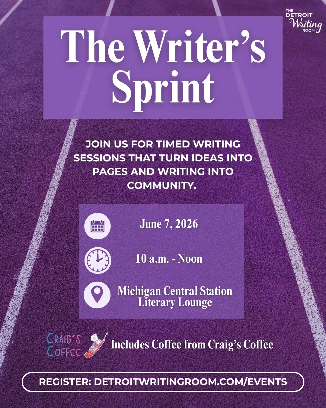 We are one month away from &ldquo;The Writer&rsquo;s Sprint&rdquo; led by @jenwillwrite! Reserve your spot now!

Join us at @michigancentraldetroit for a productive 45 minute writing session, followed by a 15-minute break to connect with fellow write