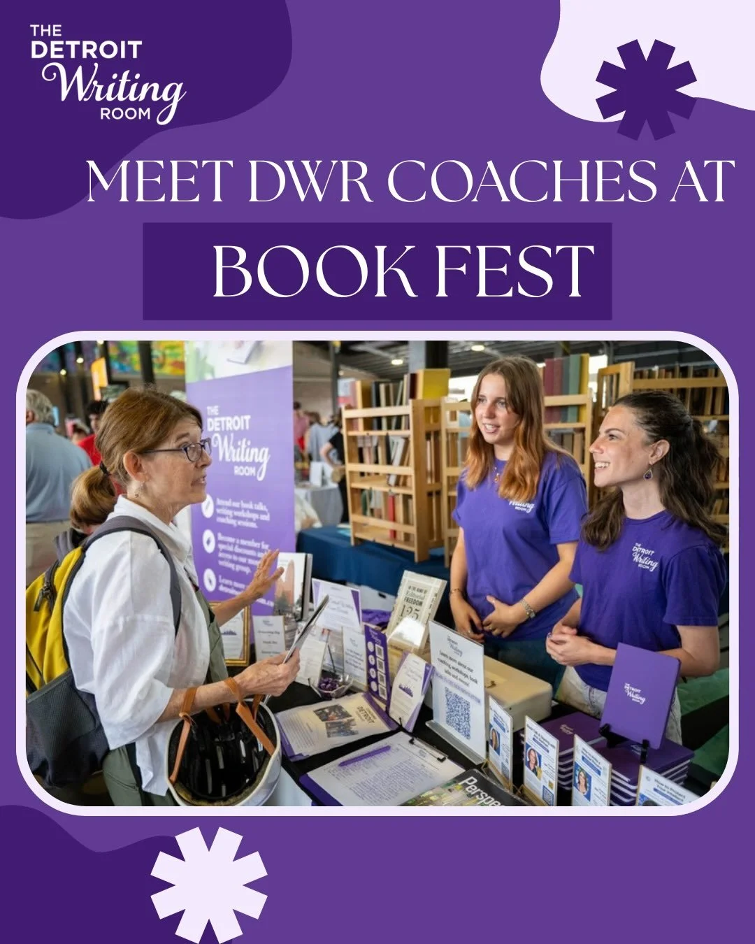 Meet Detroit Writing Room coaches at  @detbookfest on July 19!

Stop by our table throughout the day to meet local authors, purchase books and get them signed by the coaches who wrote them.

Featured authors include @lynnegolodner, Bill Vlasic, Marly