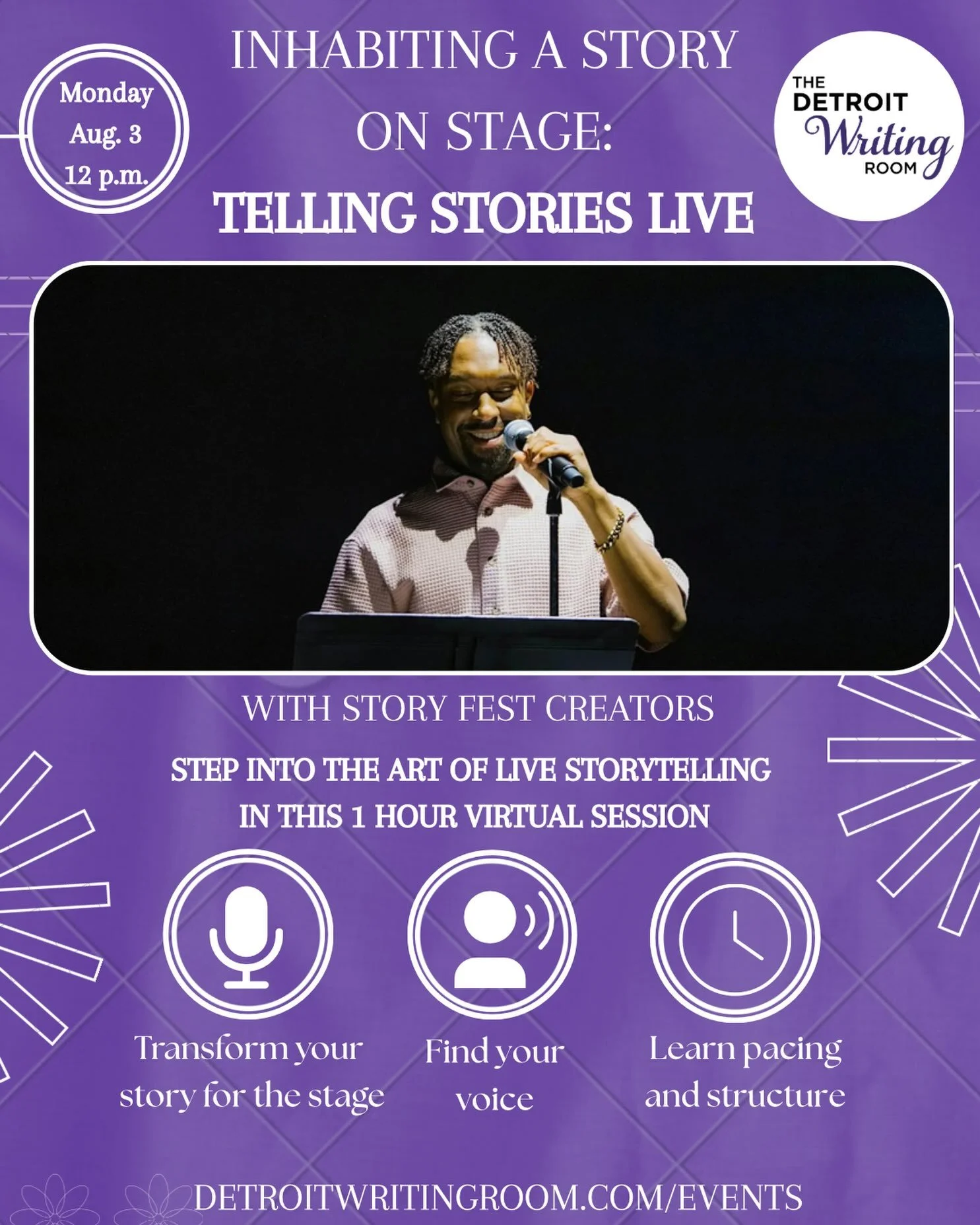 Have a story to tell? Learn how to bring it to life on stage.

Join us for &ldquo;Inhabiting a Story on Stage: Telling Stories Live with Story Fest Creators,&rdquo; a one-hour virtual workshop where you&rsquo;ll learn how to transform personal storie