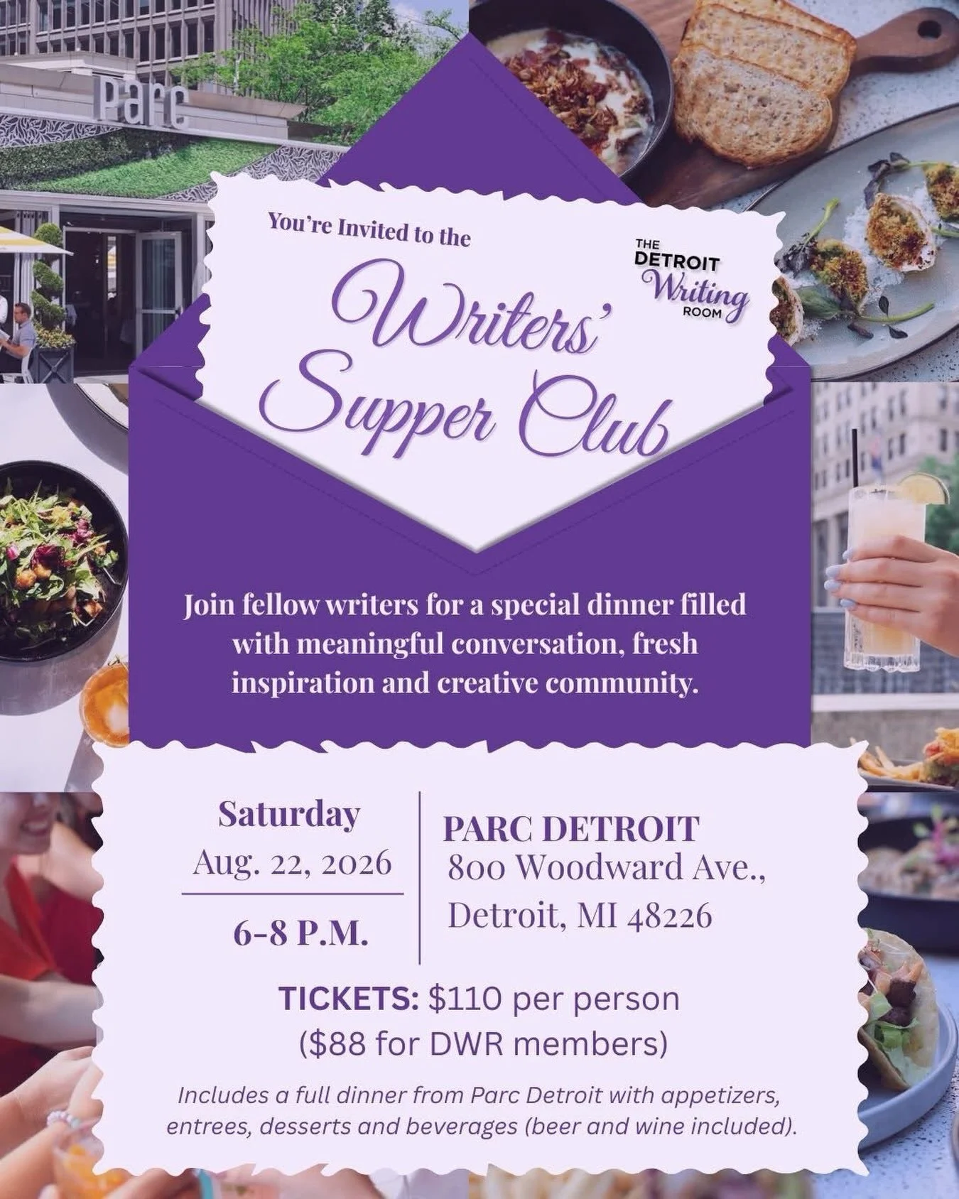 There&rsquo;s just a few days left to get tickets for our Writers&rsquo; Supper Club on Aug. 22! ✨🍷

The new series is dedicated to creativity, conversation and connection. When writers come together, inspiration sparks and turns into ideas that hav