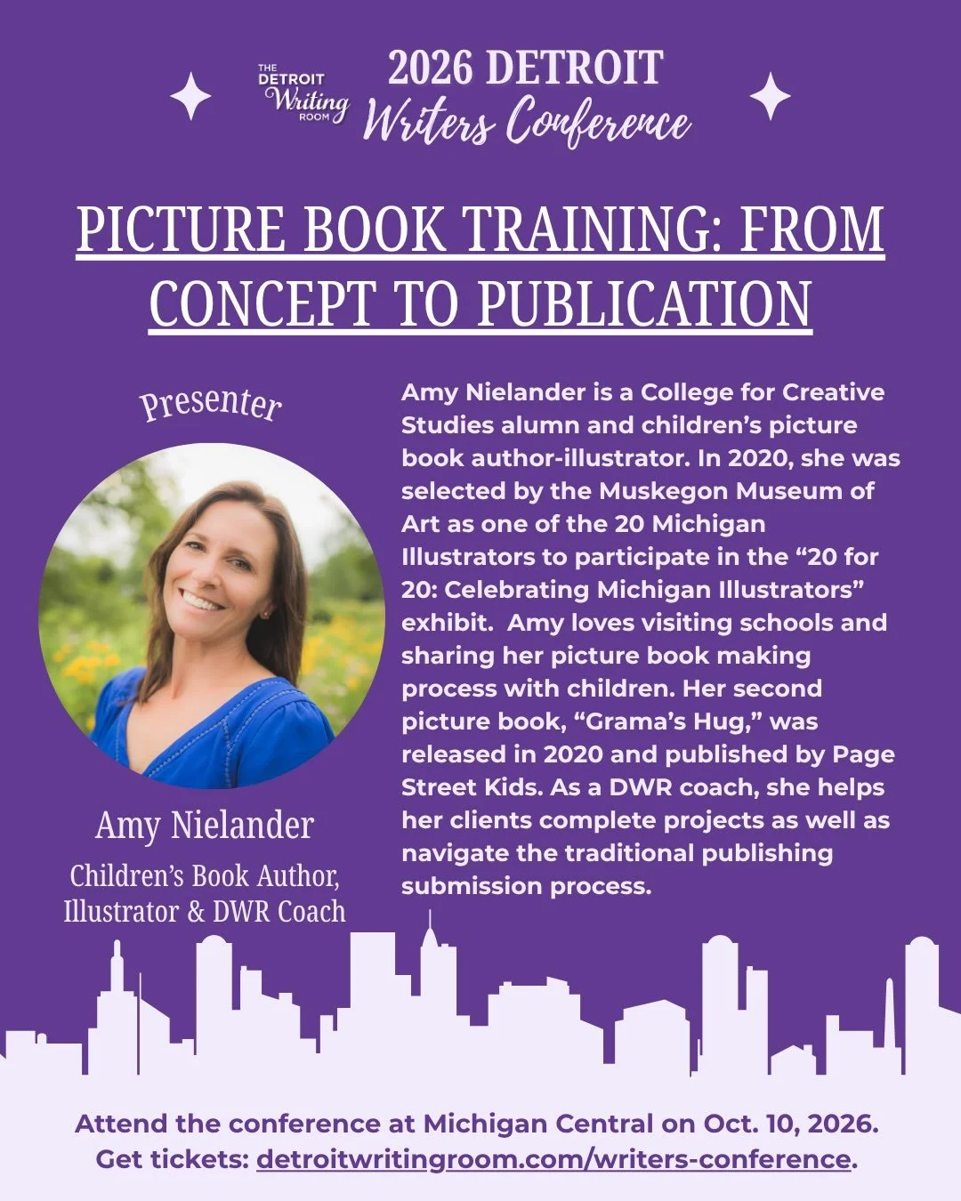 Meet DWR children&rsquo;s book coach @amynielander at our Detroit Writers Conference on Oct. 10! 

Amy is leading &ldquo;Picture Book Training: From Concept to Publication.&rdquo; Whether you are in the early stages of story development or are seekin