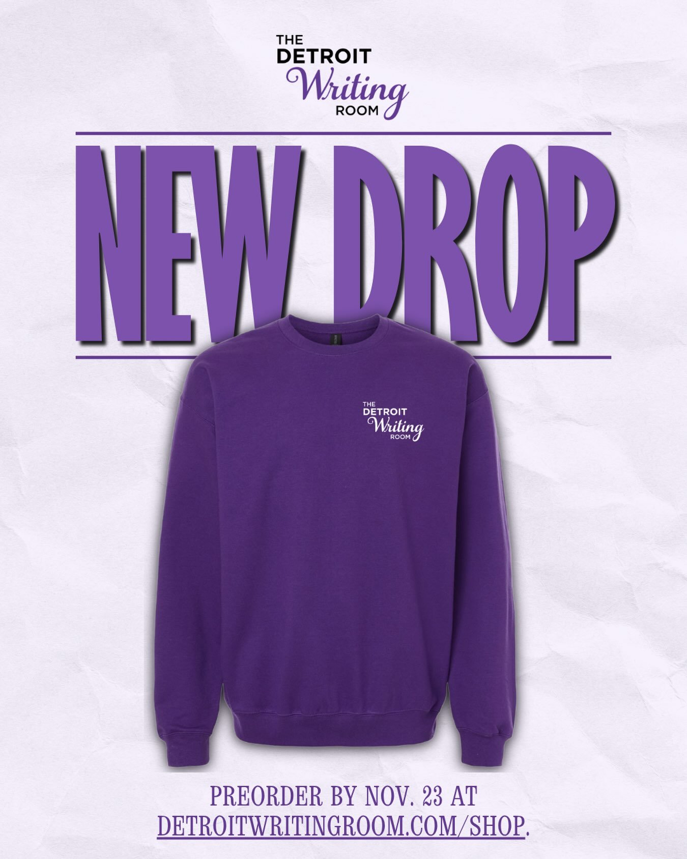 ✨ New DWR product drop! ✨ 

A limited edition crewneck is now available for preorder! 

Our DWR members voted on the color, and we&rsquo;re not going to lie, we&rsquo;re excited purple won 🥳 💜

Wear this made-in-Detroit crewneck for writing inspira