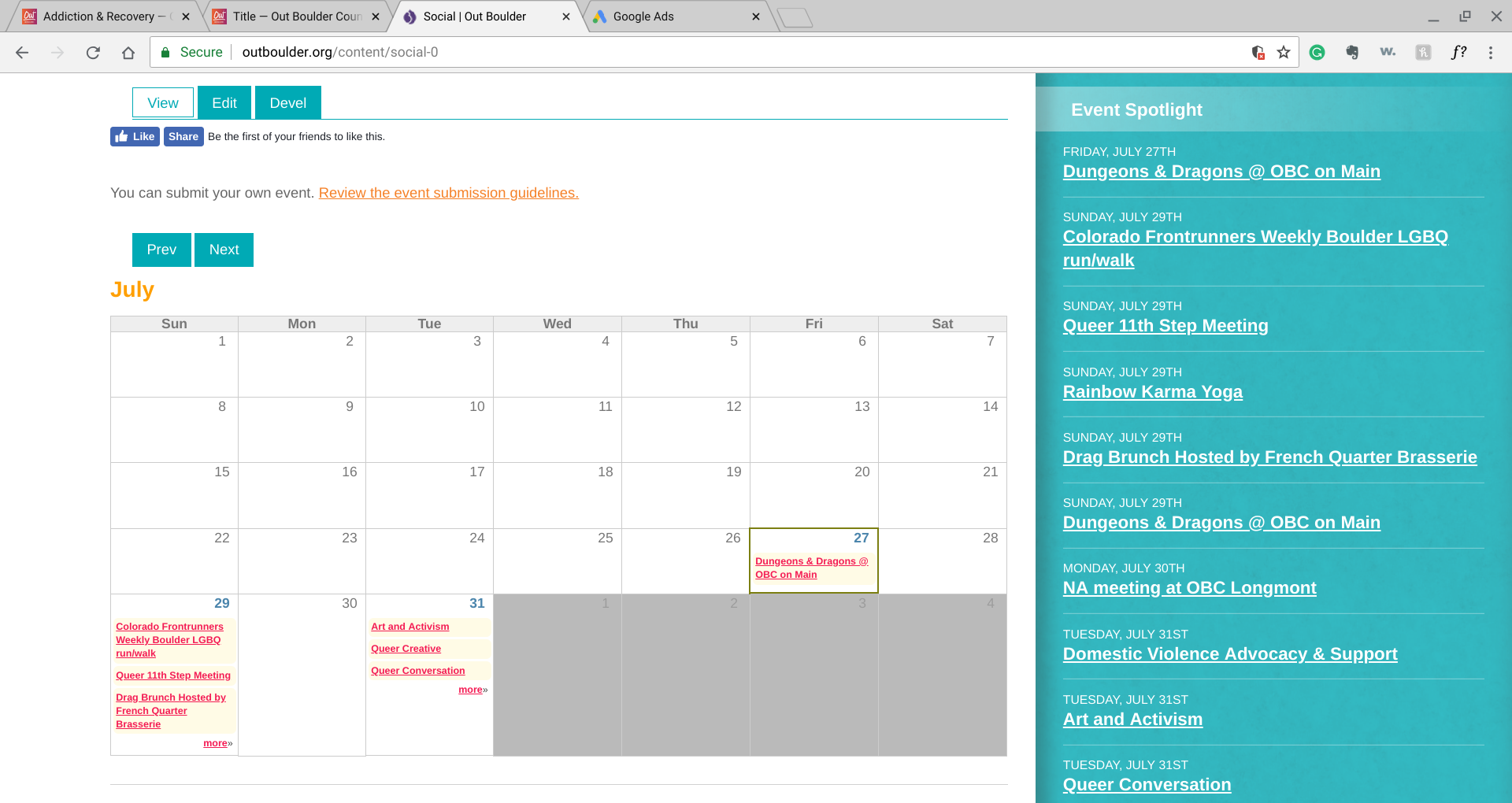 Calendar - Social