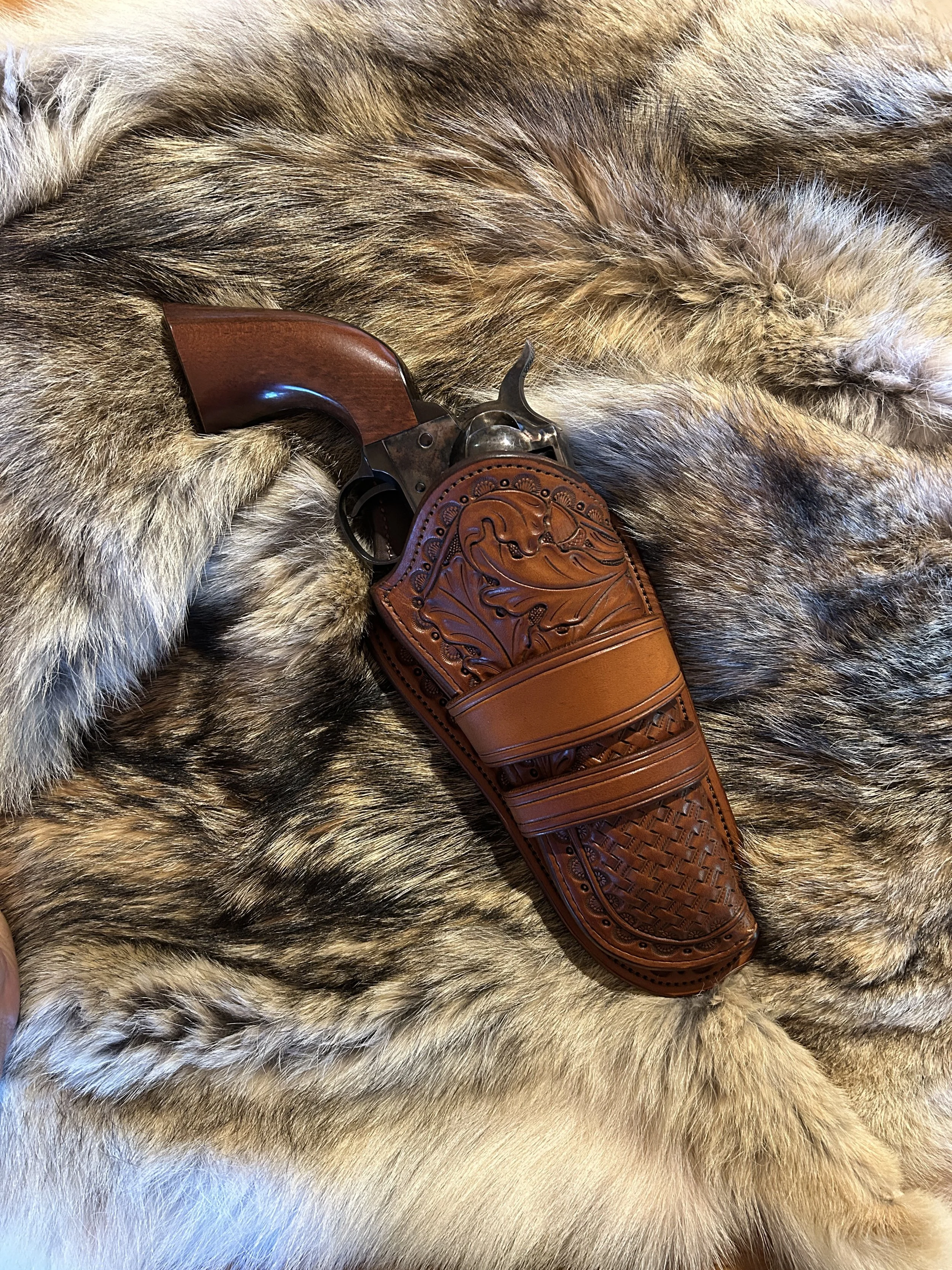 Dark Brown Carved SAA Loop Holster