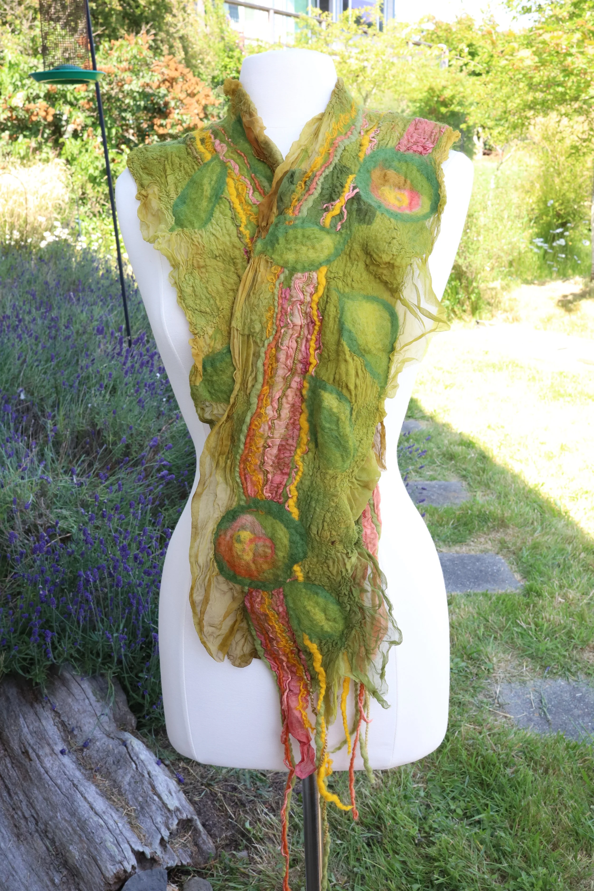 Nuno Felt Scarf - Spring Garden