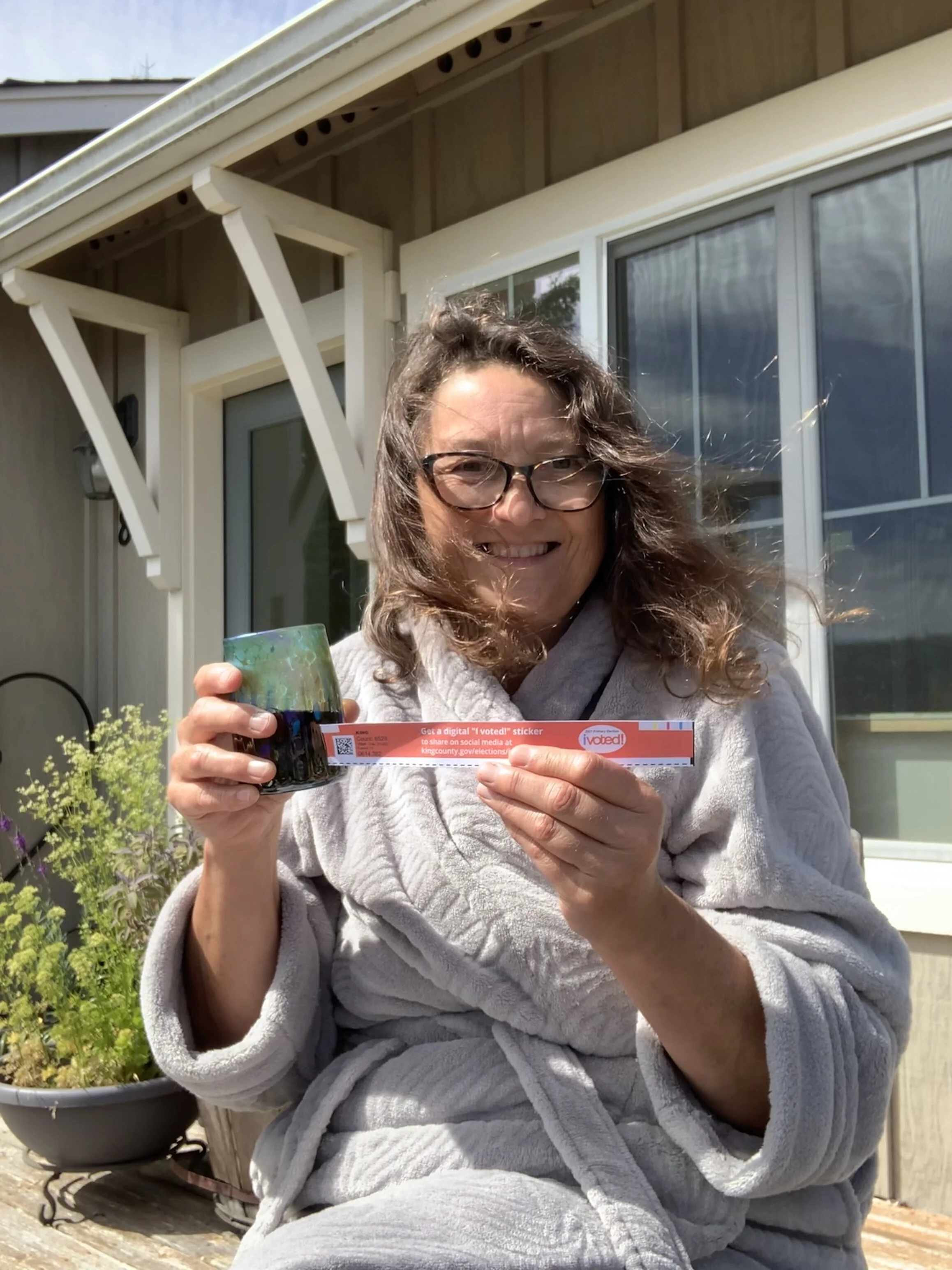 So 2021… I’m a great bathrobe multitasker - I can vote and drink wine at the same time!