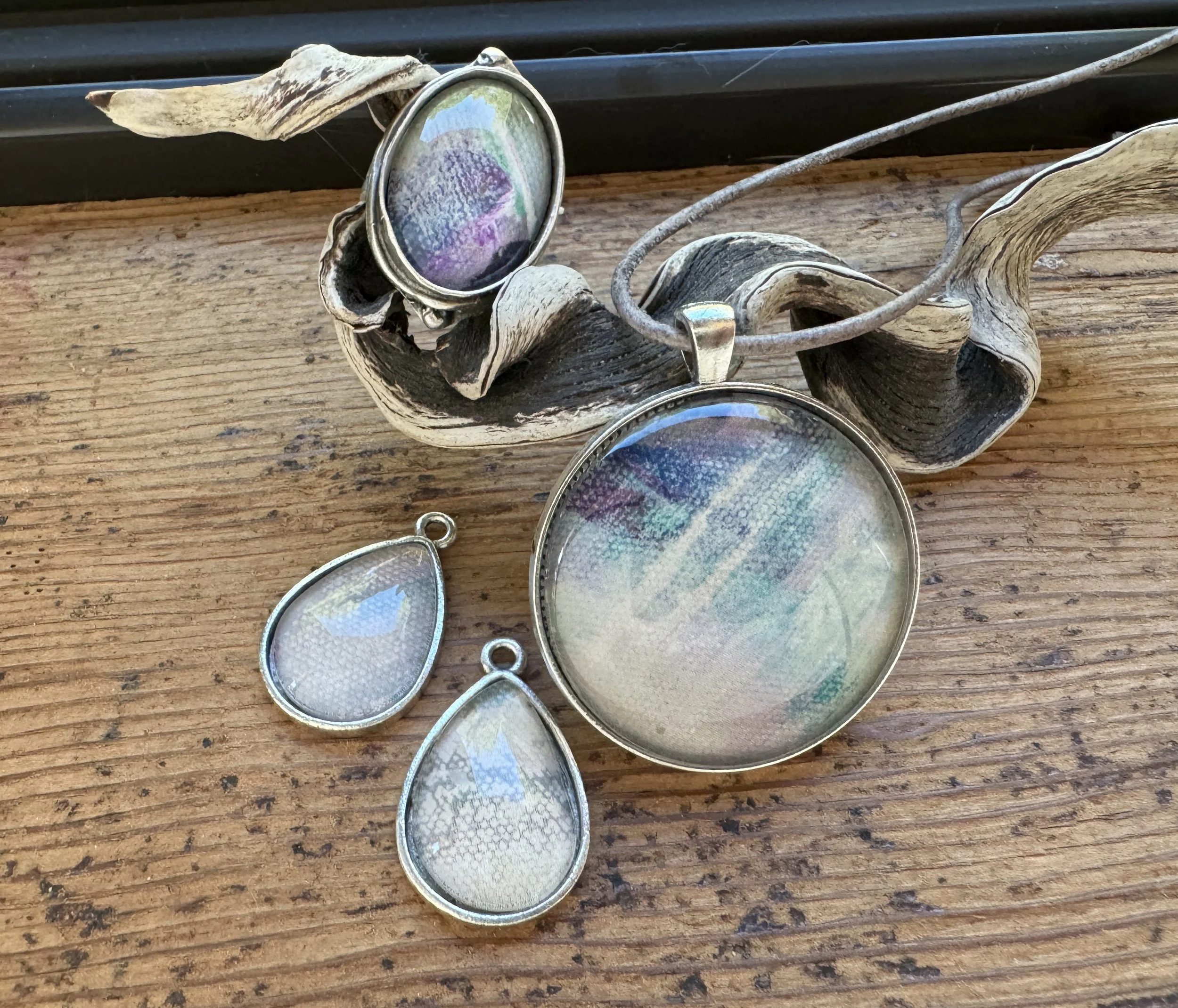 Art Under Glass - Amazing Grey Poppy Field, Set 1