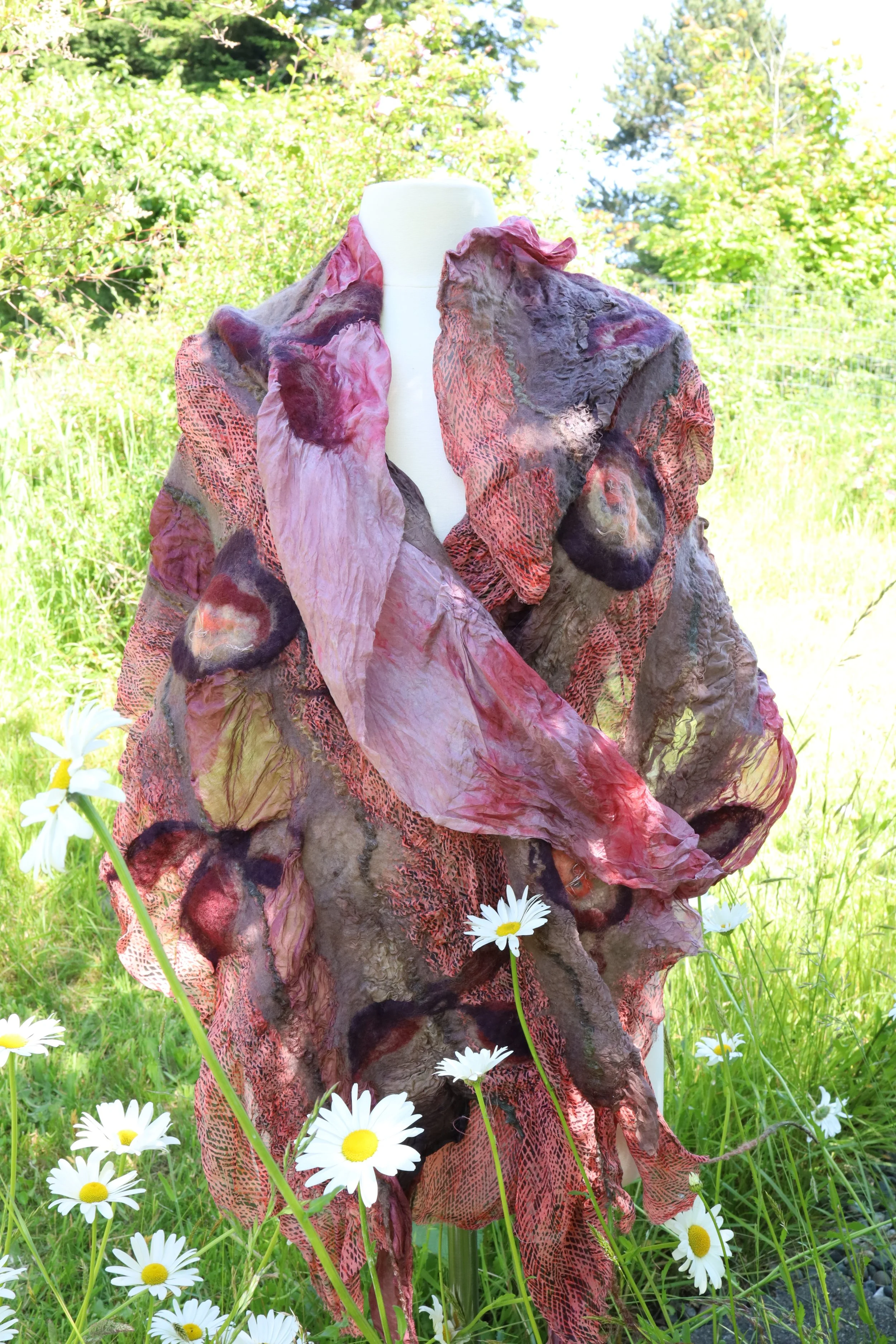 Nuno Felt Silk Wrap - Strawberry Wine