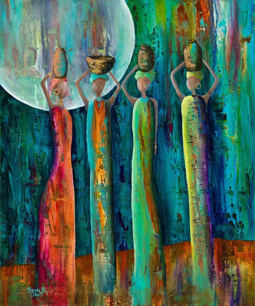 They Gather Water In The Moonlight Print