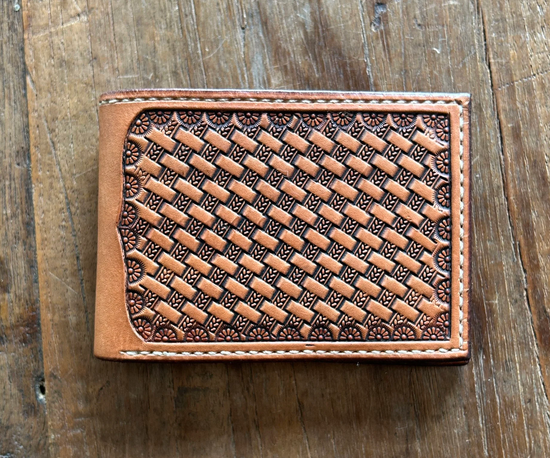 Basket Stamped Bifold Wallet