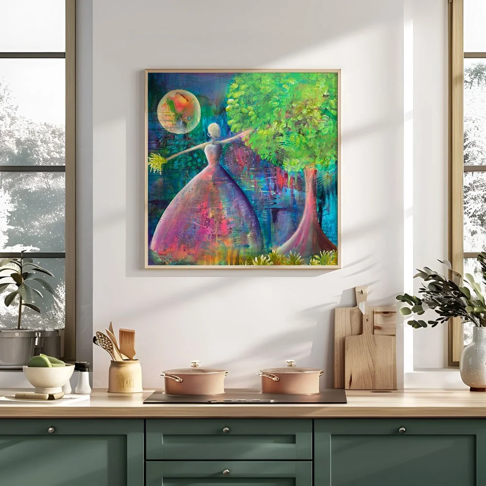 when-the-moon-is-orange-wear-your-rainbow-dress-GreenVelvetModern-FrameInKitchen-1x1Ratio-Square-MockupDelightLand-PersonalUseOnly.jpg