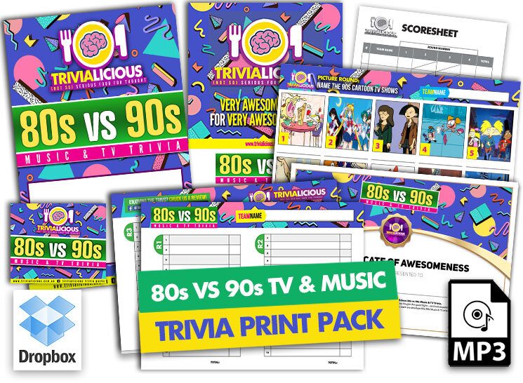 Trivialicious 80s 90s Music Tv Printable Trivia Question Pack Trivialicious Trivia Packs