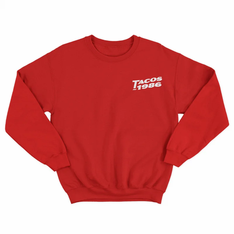red crew neck sweater