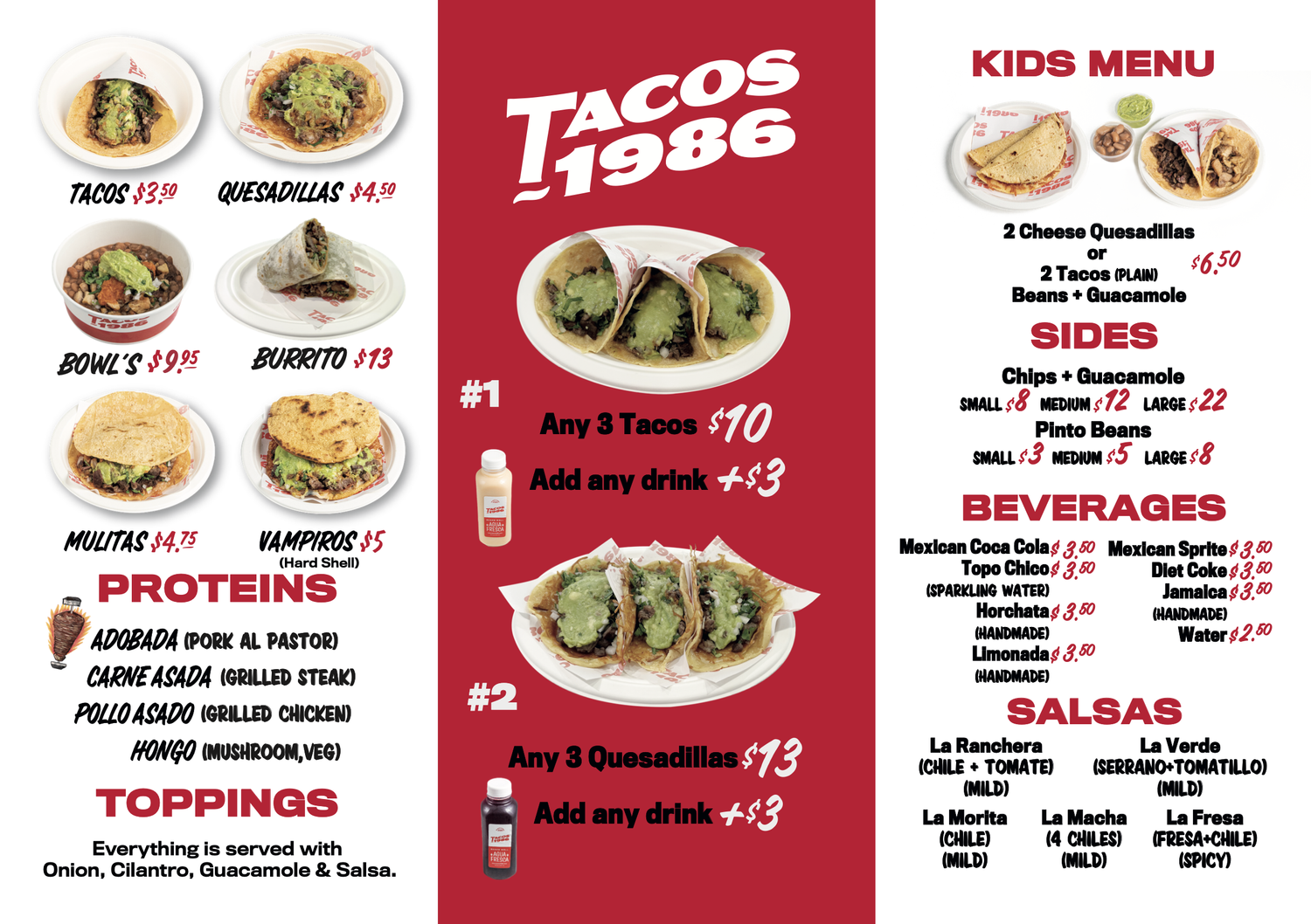 MENU — Tacos 1986