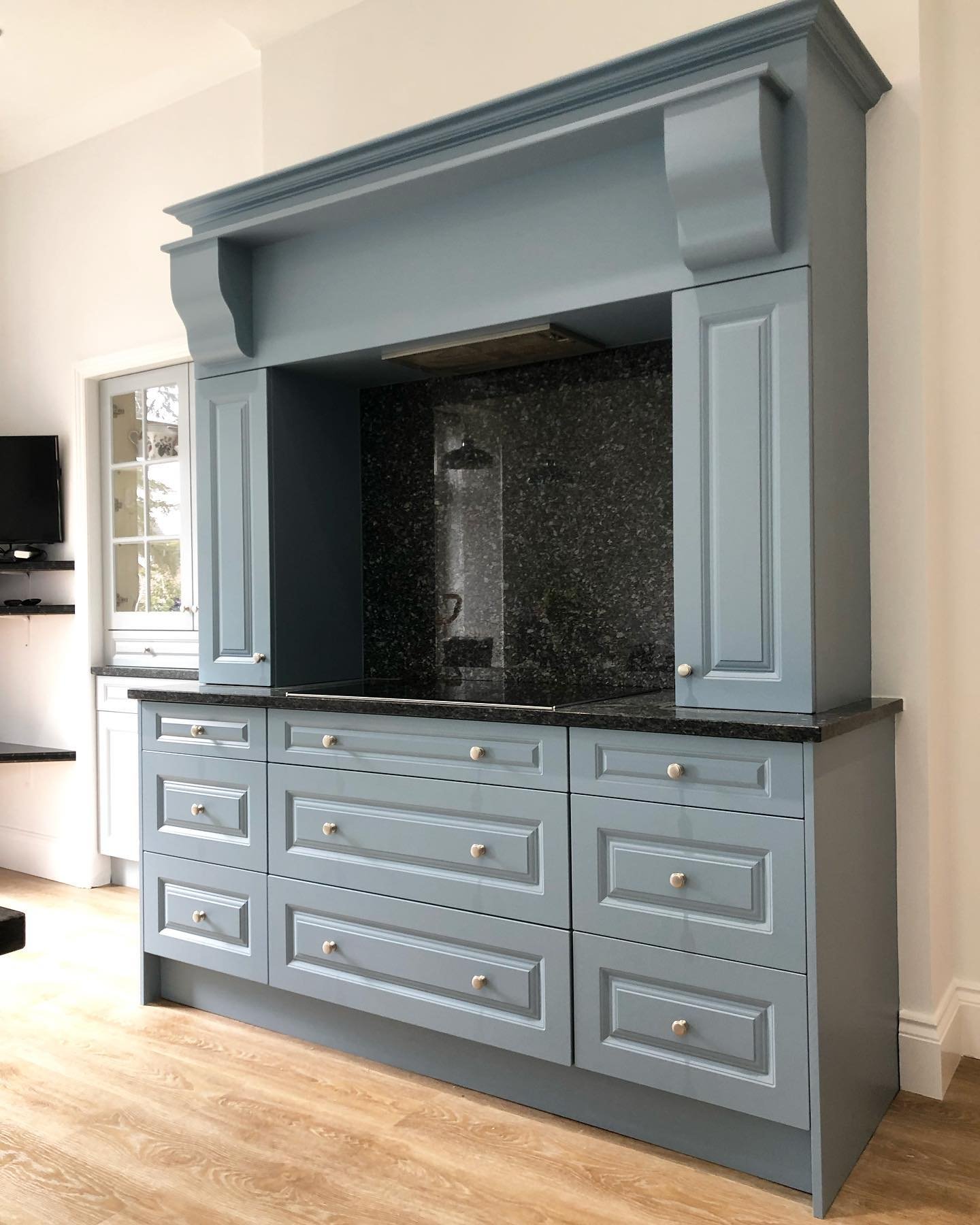 This kitchen was in need of a touch of colour! (Swipe to see before) I recommended this @littlegreene Grey Stone shade to my client, it&rsquo;s in keeping with the traditional style of the rest of their home but still brings a bit of warmth and inter