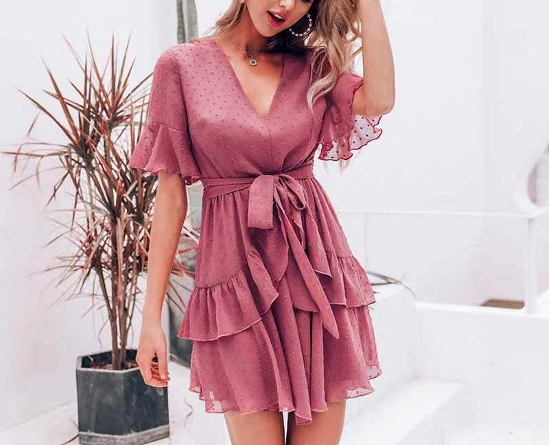 Dotted Ruffle Summer Dress