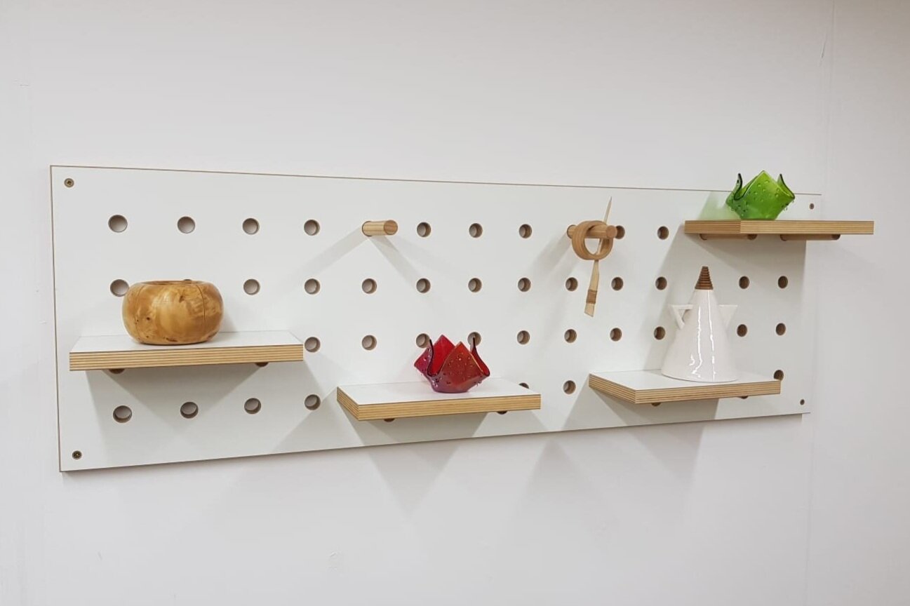 Large White Laminate Pegboard With, Pegboard Shelving System