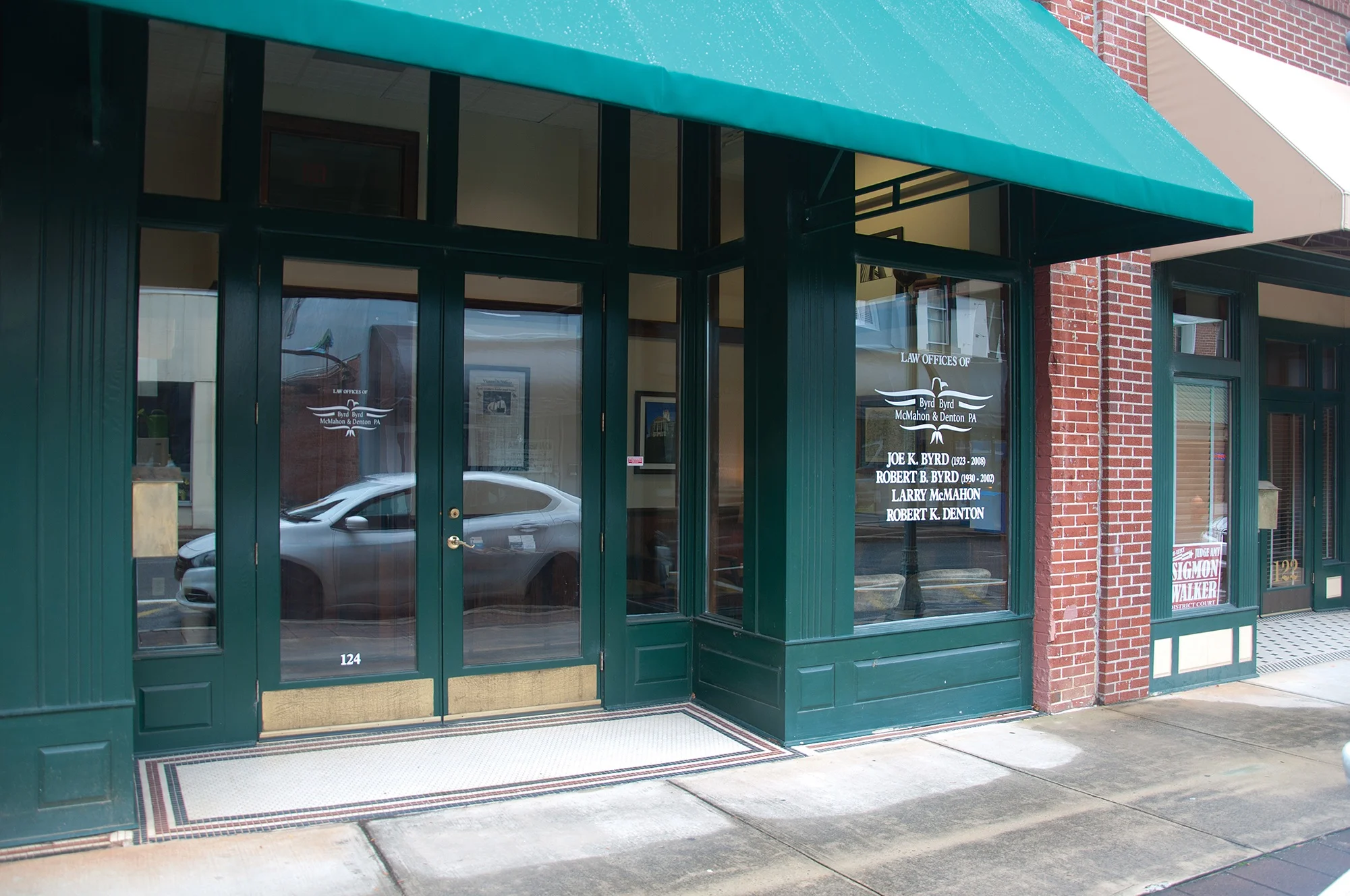 The Byrd Law office is located in downtown Morganton, NC, down the street from Yanni's.