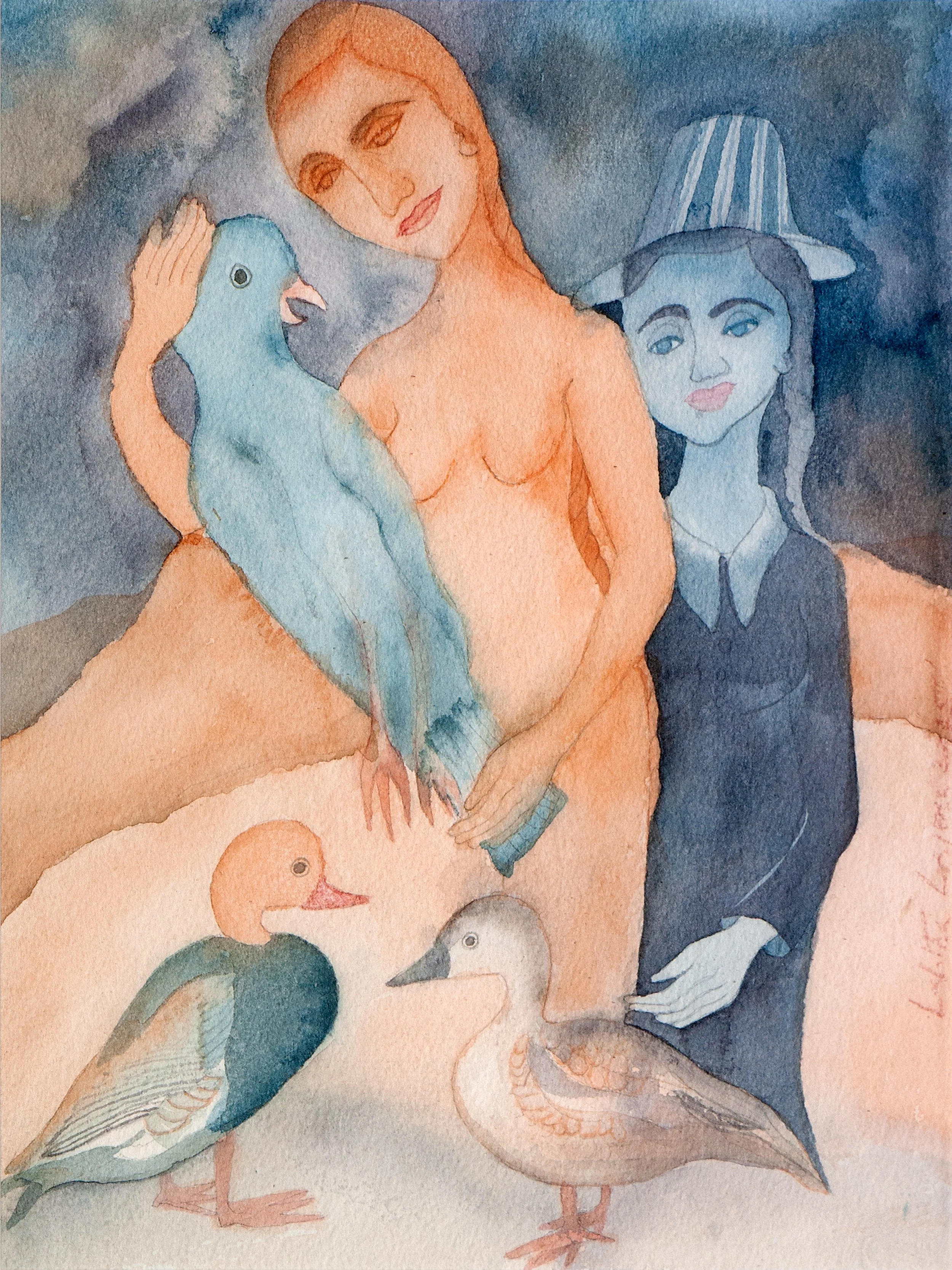 Lajmi_2015_Woman & Child with 3 birds.jpg