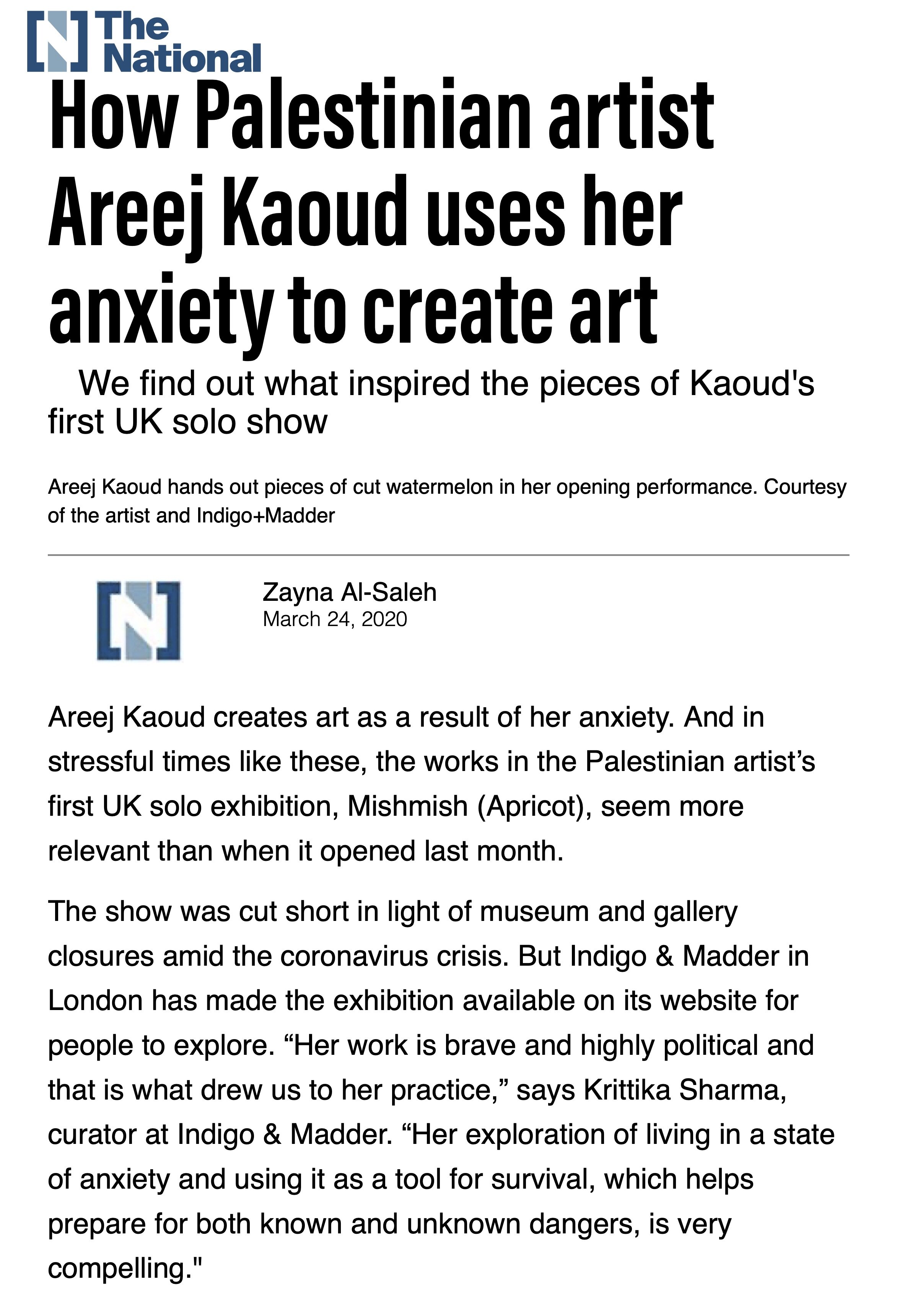 How Palestinian artist Areej Kaoud uses her anxiety to create art - The National.jpg