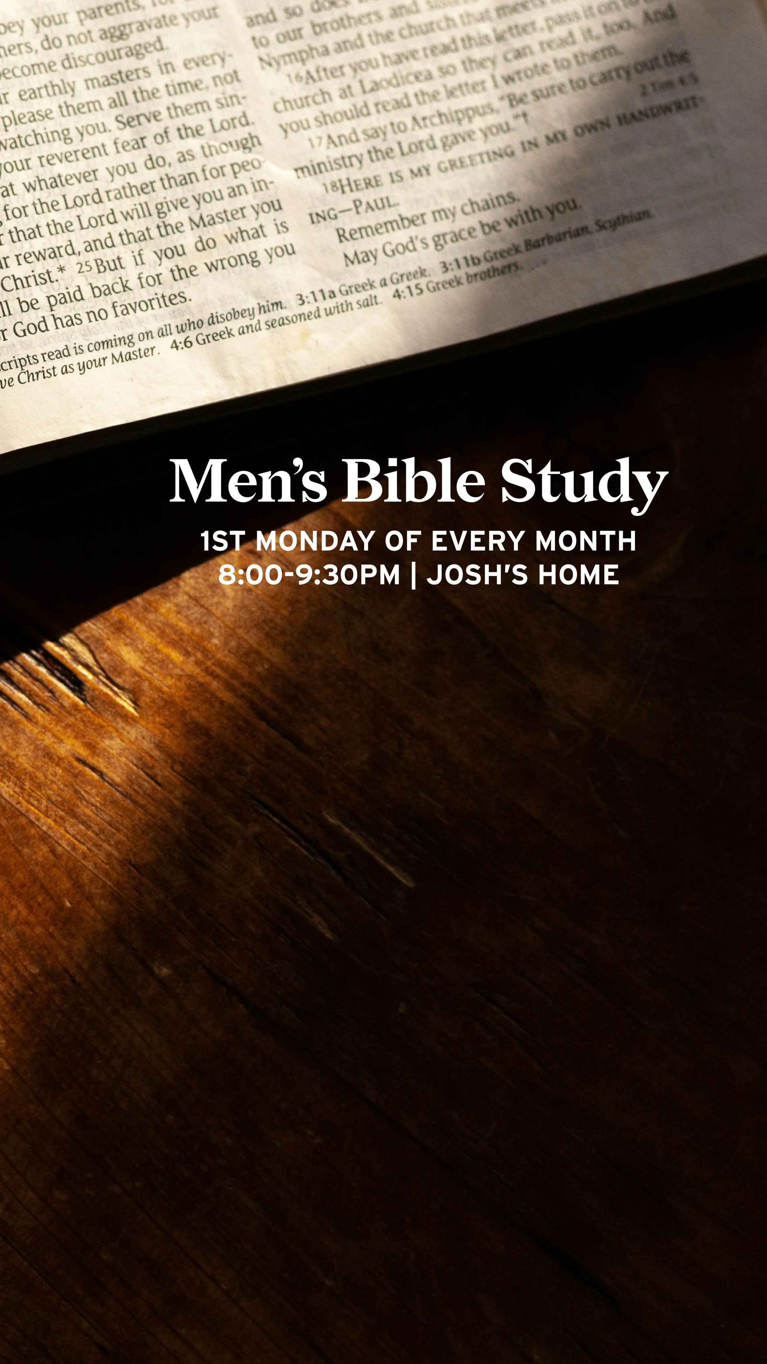 Men's Monthly Evening Bible Study