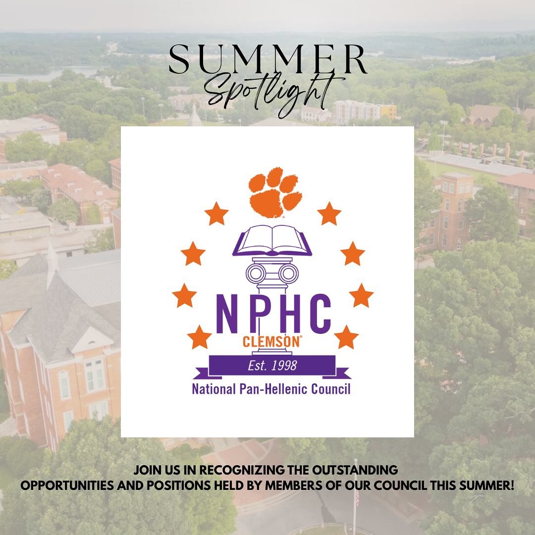 Our Clemson NPHC members are spending the summer gaining real-world experience through internships, jobs, research, and service!
We are so proud to see our community putting in the work and making an impact all over. So join us in recognizing some