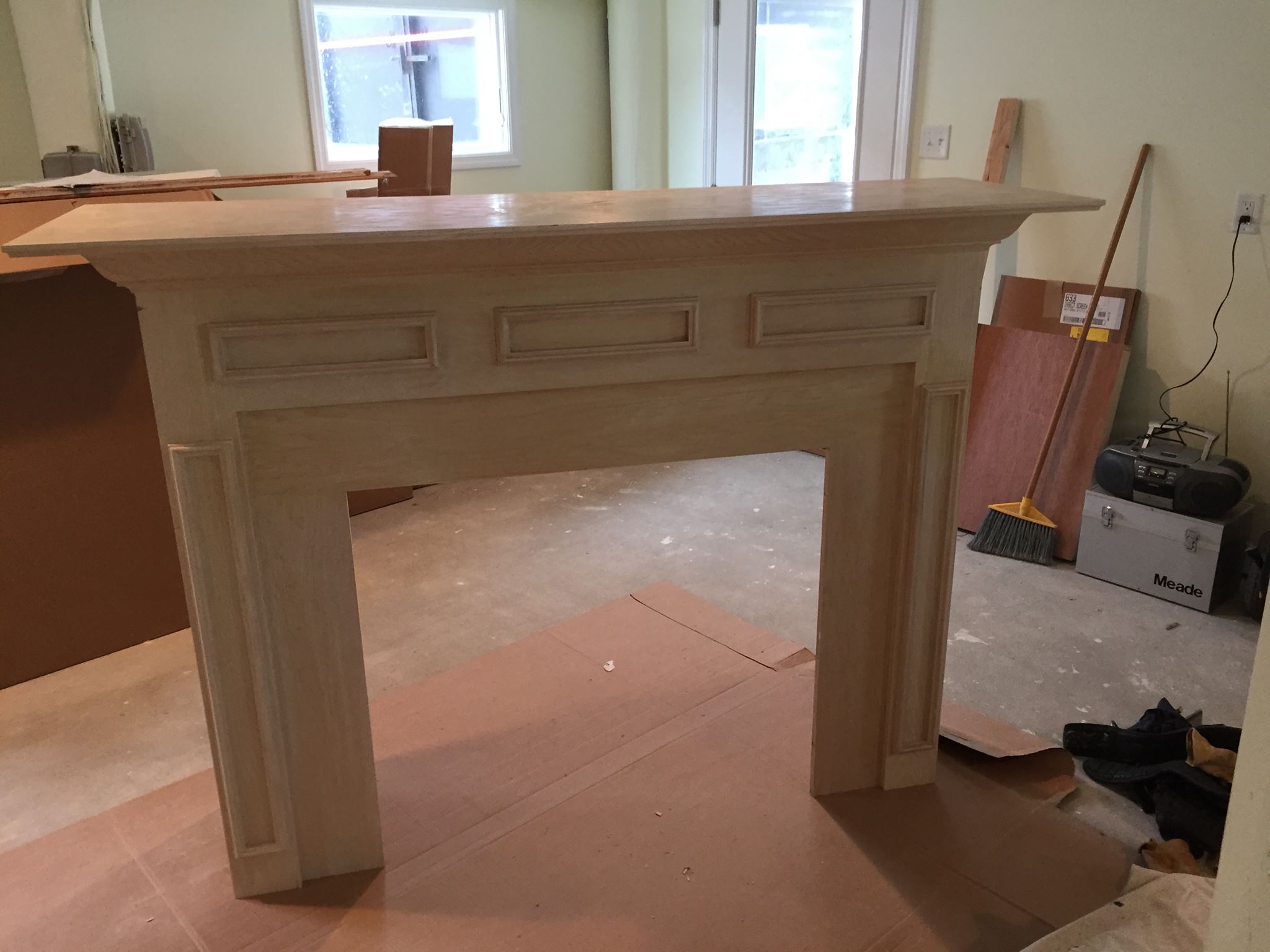 Refinishing fireplace mantle for remodel