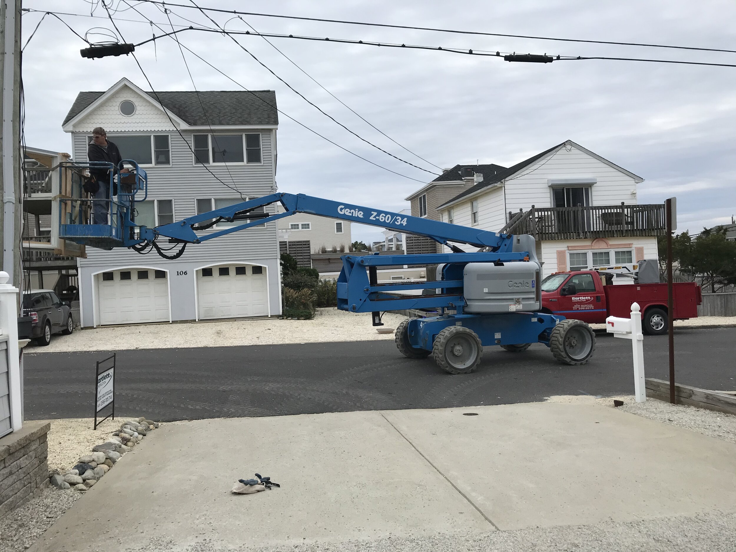 man lift for window replacement on LBI