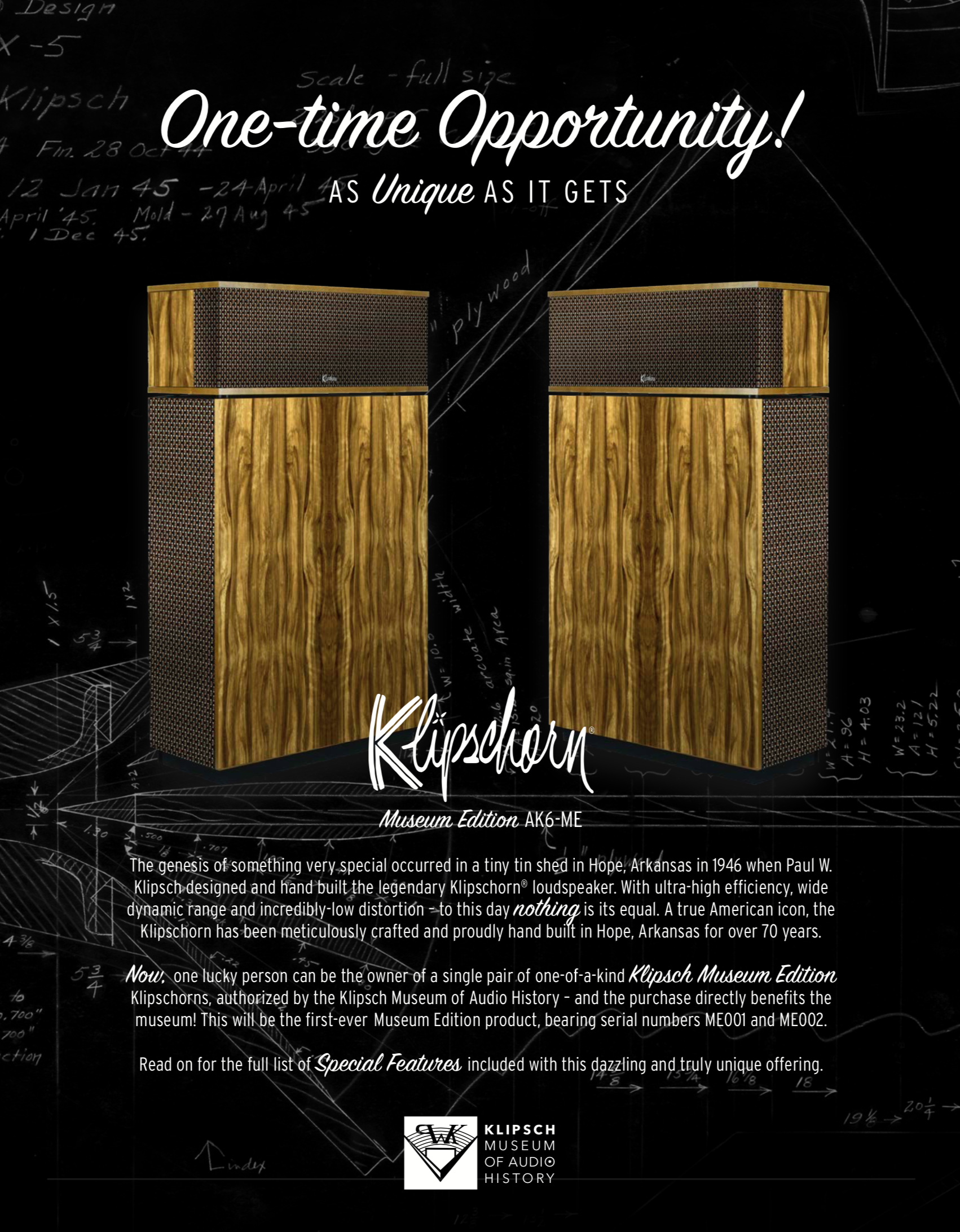 One-time Opportunity Sale Of Museum Edition Klipschorn AK6-ME SOLD