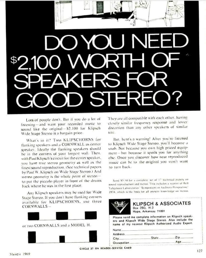 1969 Klipsch Advert