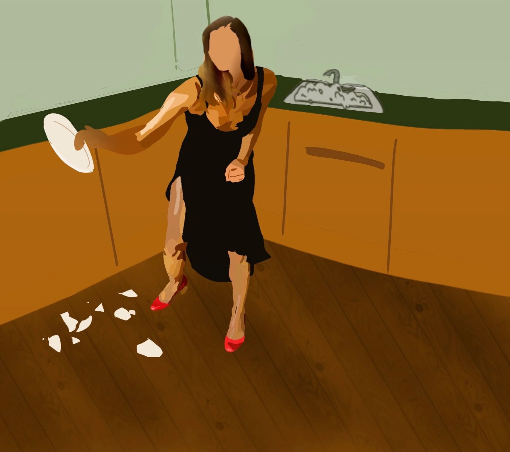 LOOK! SHE'S FINALLY WASHING THE DISHES