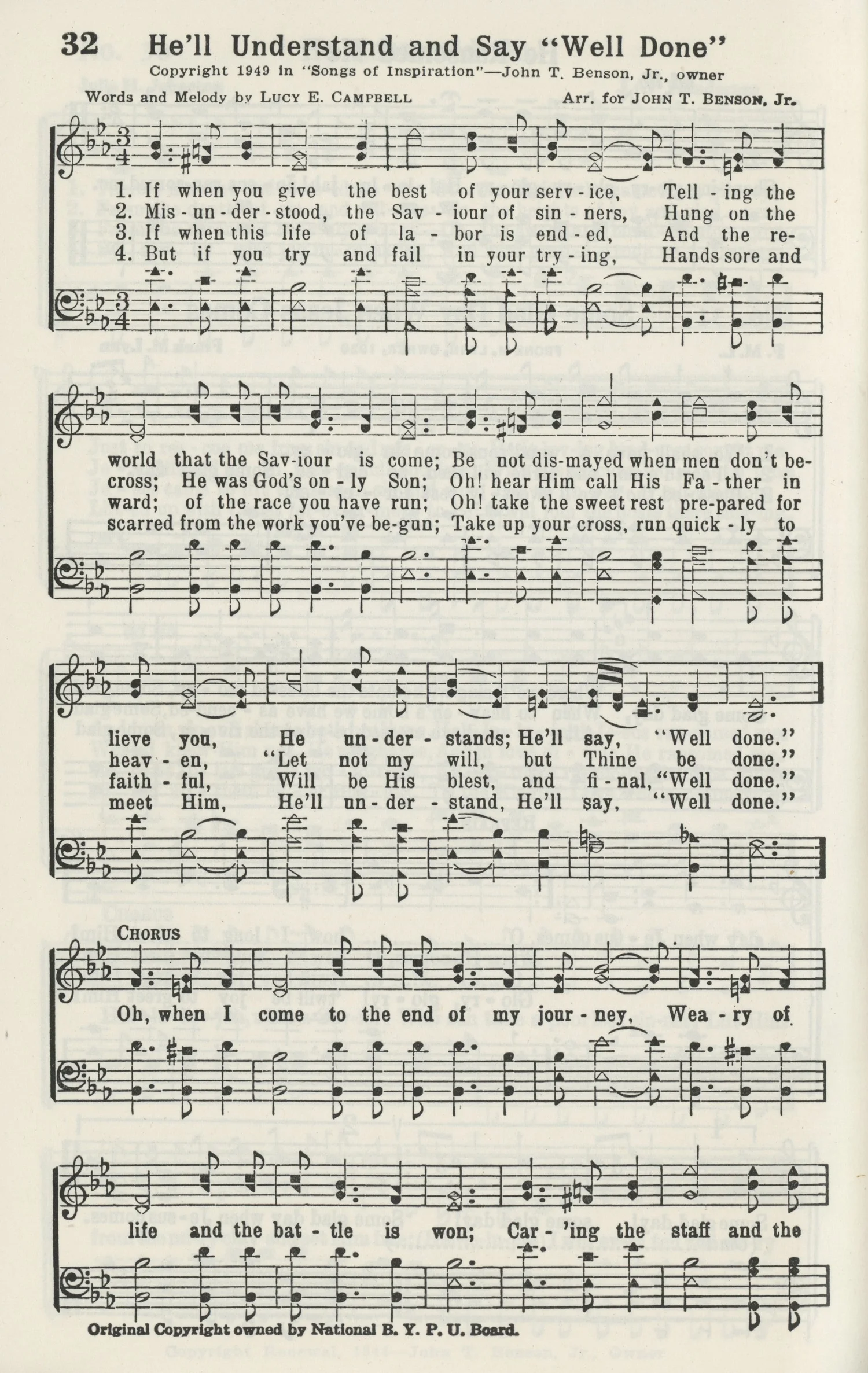 He'll Understand and Say Well Done — Hymnology Archive