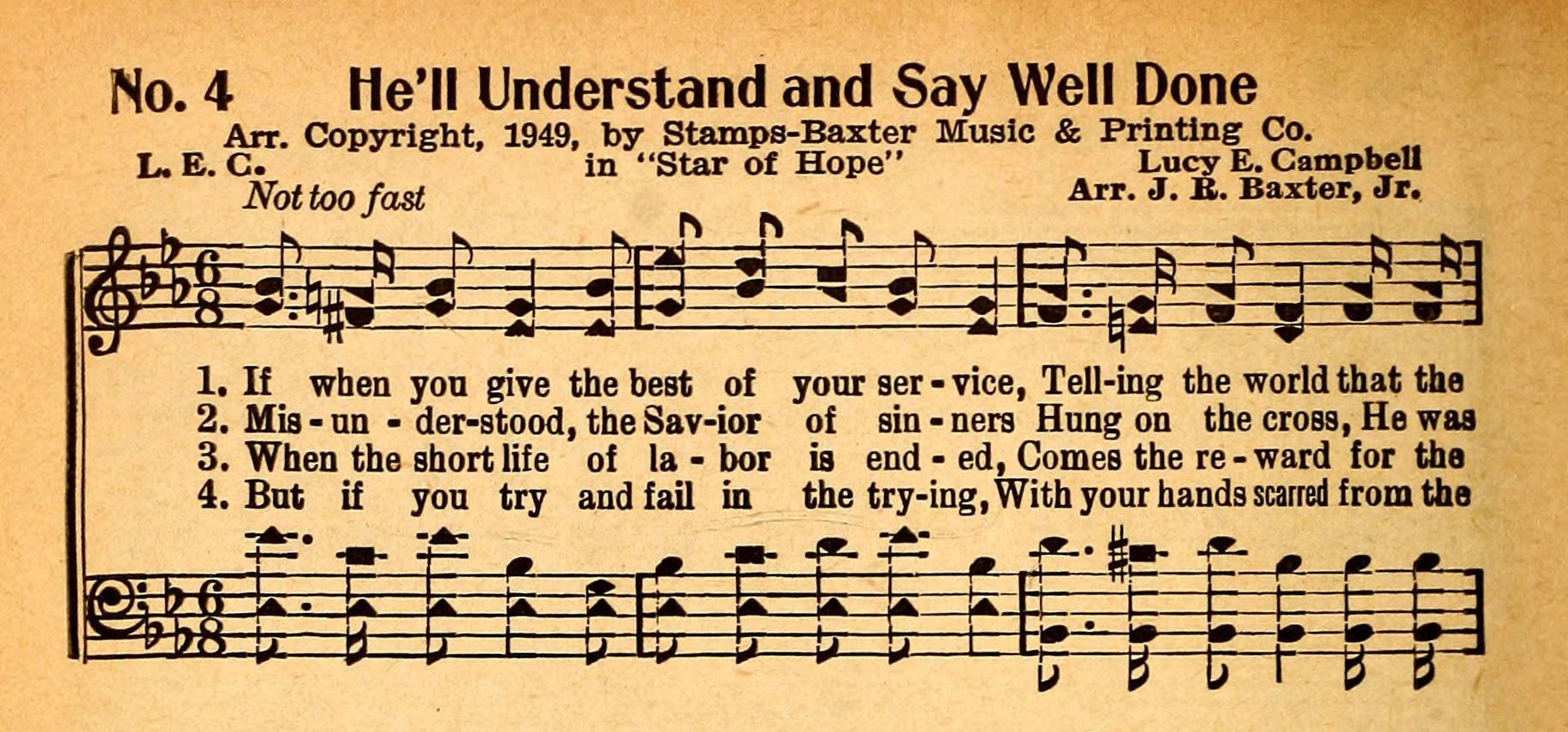 He'll Understand and Say Well Done — Hymnology Archive