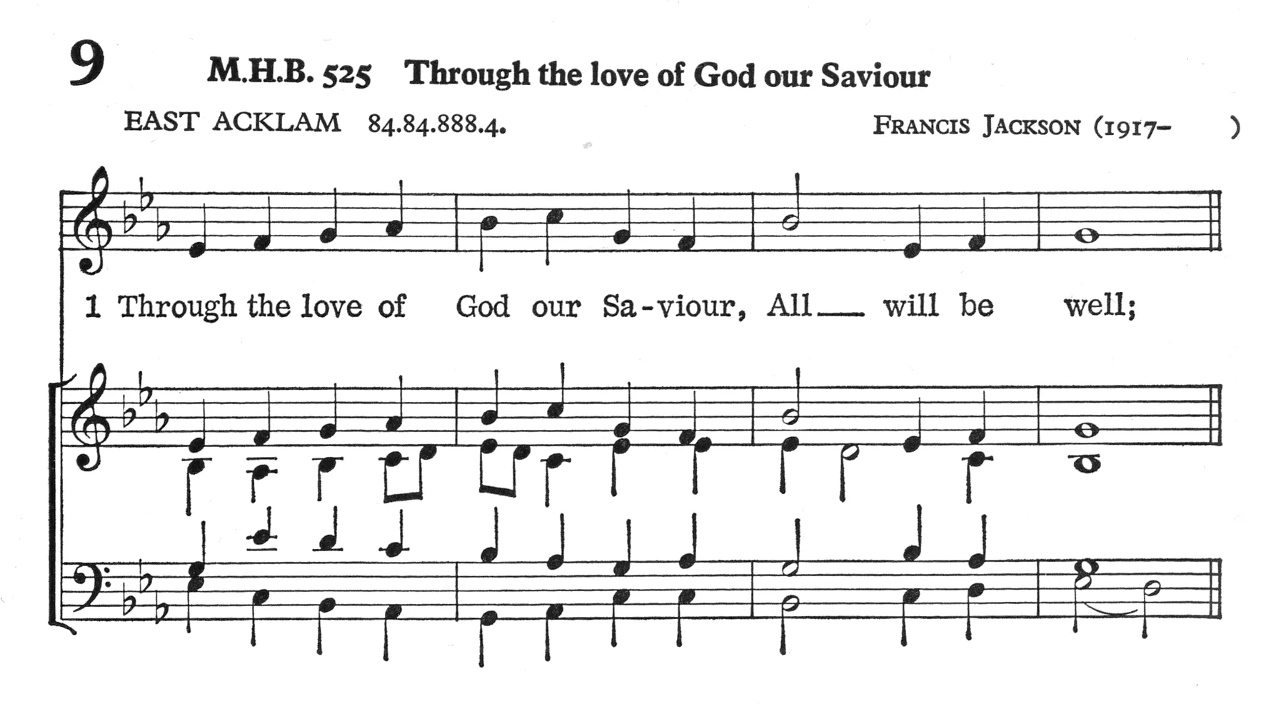 Fig. 2. Hymns and Songs (London: Methodist Publishing House, 1969), excerpt. Tune ©1960 Francis Jackson.