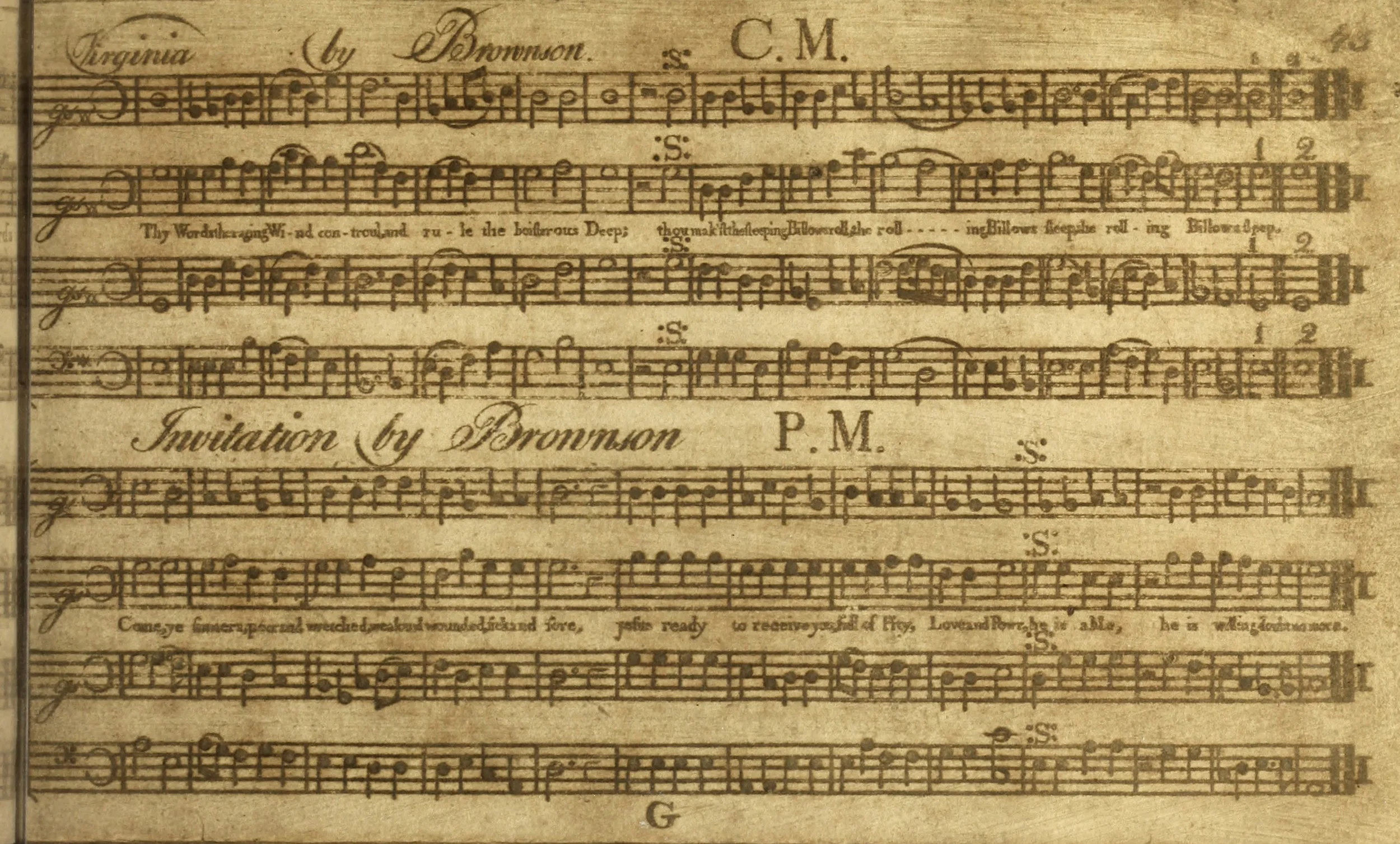 Fig. 10. Oliver Brownson, Select Harmony (1783). Melody in the tenor part.