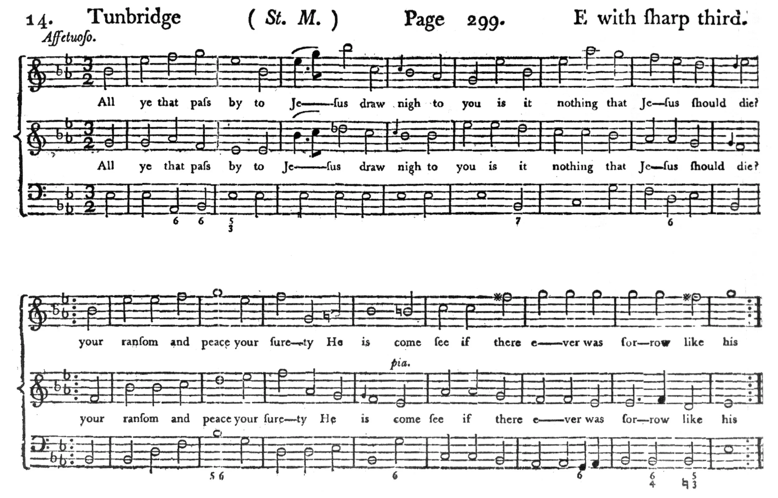 Fig. 7. Musica Sacra: Being a choice collection of psalm and hymn tunes, … as they are used in the Right Hon. the Countess of Huntingdon’s Chapels (ca. 1774-1778). Melody in the middle part.