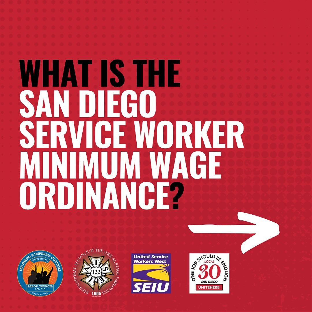 The San Diego Service Worker Minimum Wage Ordinance embodies the standard of living that San Diego workers rightfully deserve. Click the link in our bio and support hospitality workers by signing the petition. 💪 ✊ #union