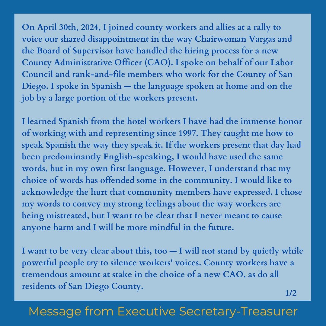 Message from Executive Secretary Treasurer, Brigette Browning Regarding County CAO Statements.