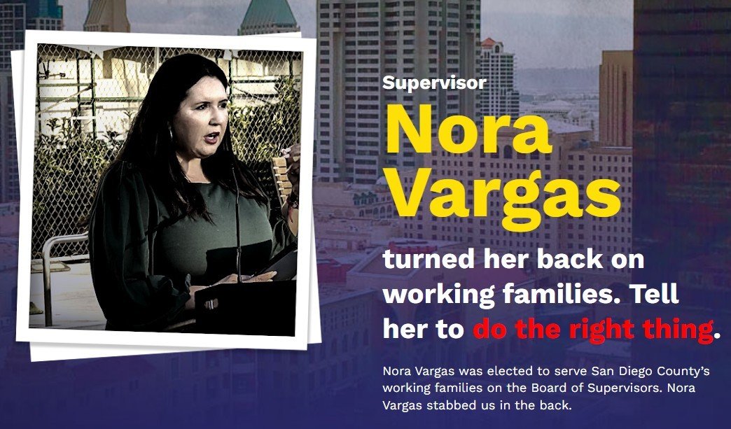 Nora Vargas has turned her back on working families, now is the time to hold the San Diego County Board of Supervisors accountable for her actions. Please click the link in our bio and sign the petition to demand that the Board of Supervisors do the 