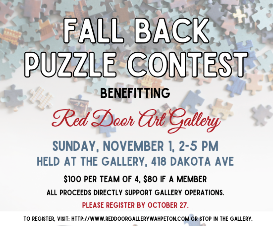 FUNDRAISER: "Fall Back Puzzle Contest" @  Red Door Art Gallery, Wahpeton