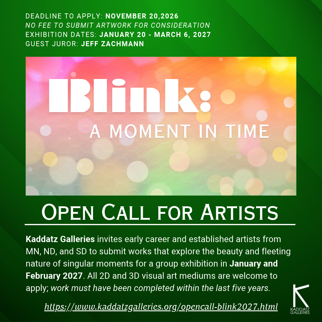 CALL FOR ART: "Blink: A Moment in Time" @ Kaddatz Galleries, Fergus Falls