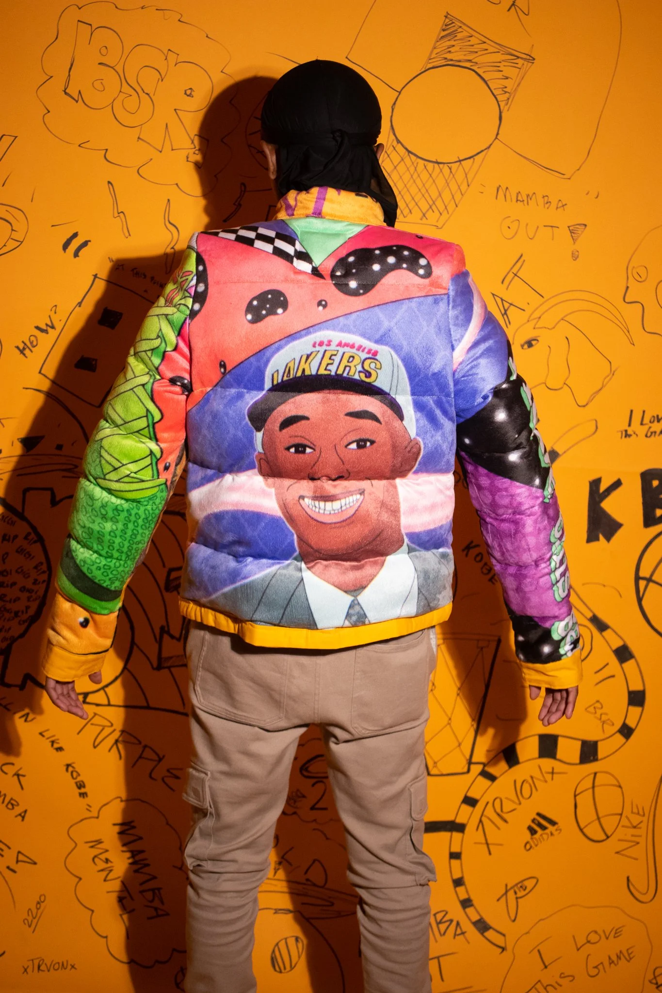  Initial prototype worn on-model to evaluate fit, scale, volume and overall silhouette development of the second jacket. (back view) 