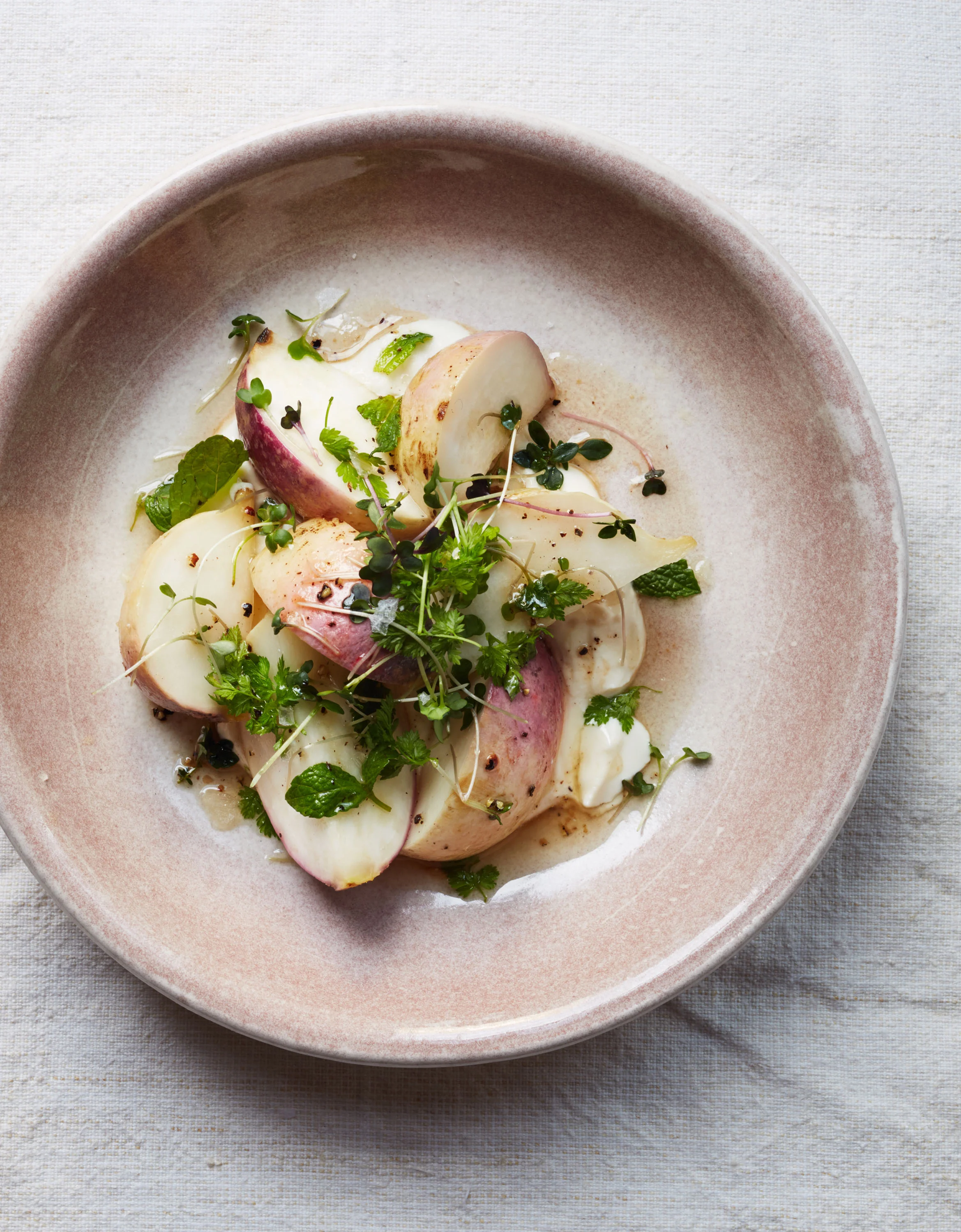 Salt-Roasted Turnips with Goat Cheese and Greens; photo by Marcus Nilsson for SAVEUR