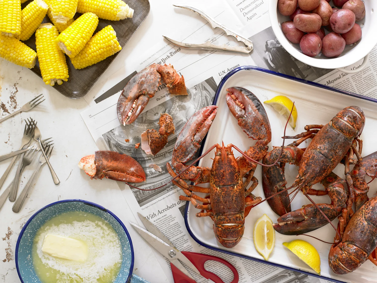 Sam Sifton's Steamed Lobsters; photo by Michael Kraus for The New York Times