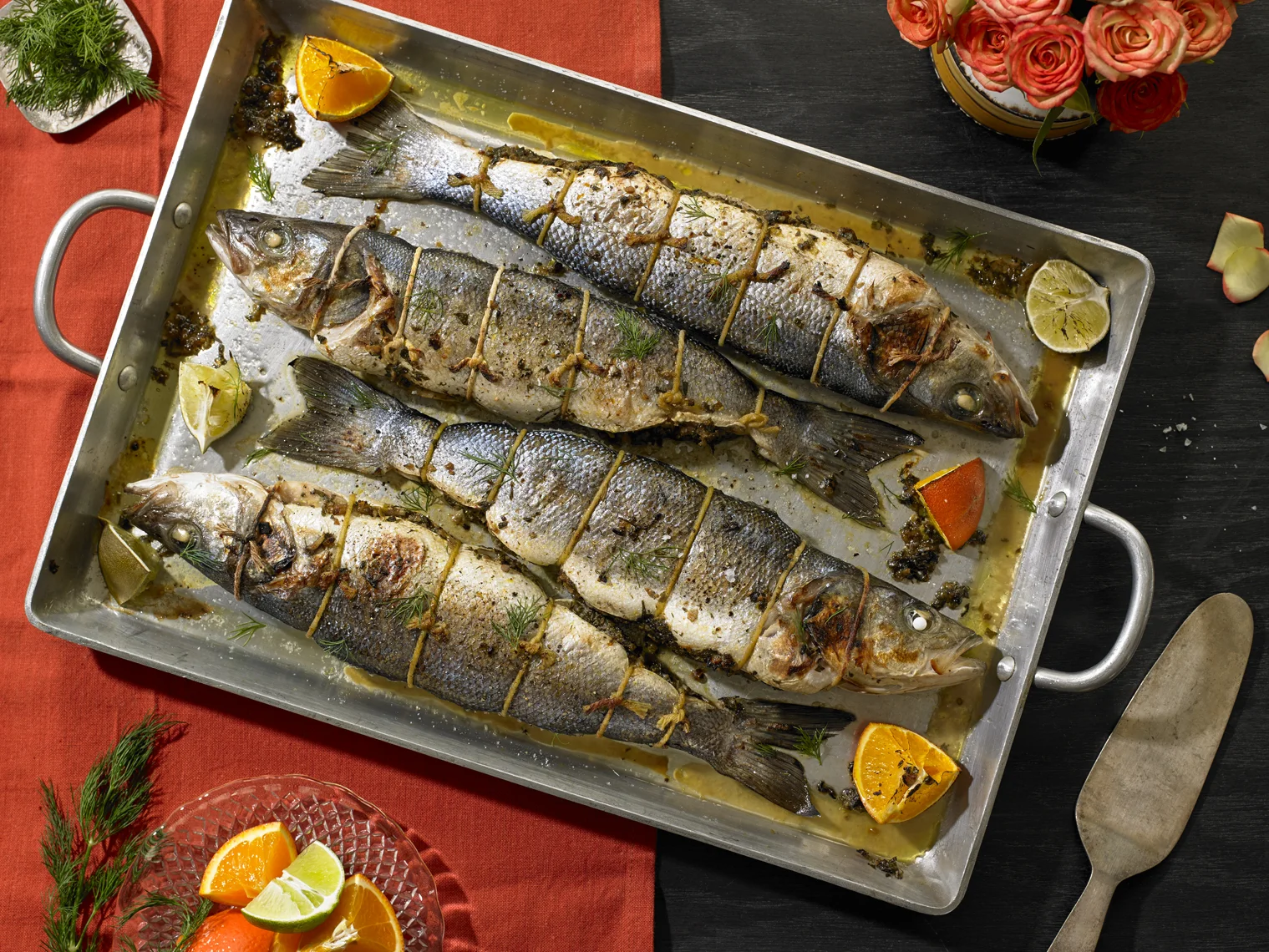 Mahi Shekampor (Fish Stuffed with Herbs, Walnuts, and Pomegranates); photo by Michael Kraus for The New York Times