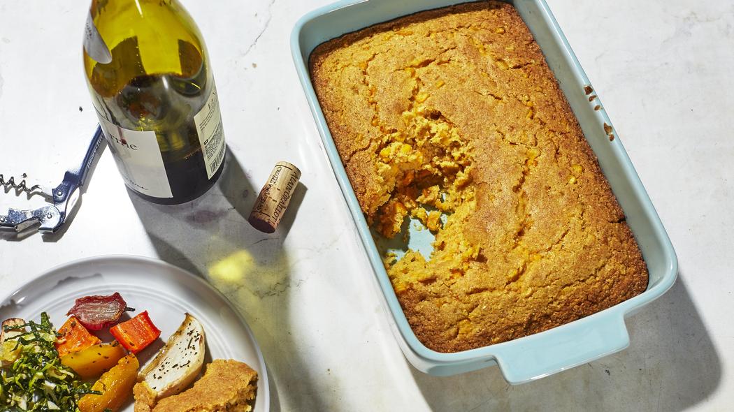 Vegan Corn Pudding; photo by Heami Lee for Munchies
